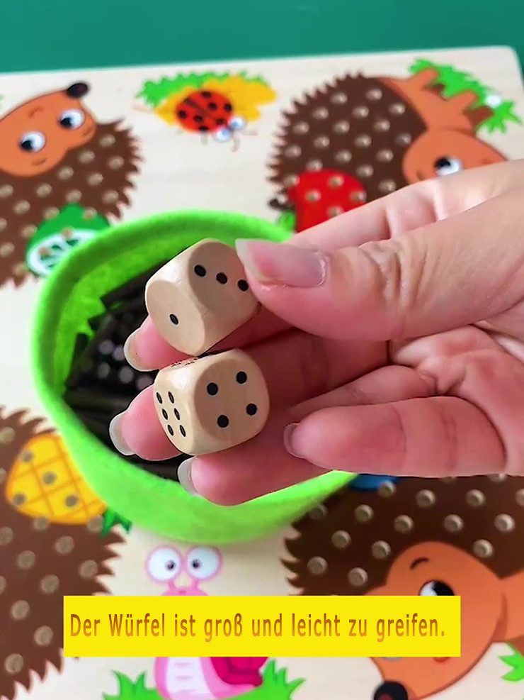 CLTYQ Lernspielzeug Holz Igel Steckspiel, Montessori Mathe-Spielzeug, Feinmotorik Training, Perfektes Lernspiel für Zuhause, Kindergarten oder unterwegs – Bild 4 von 5