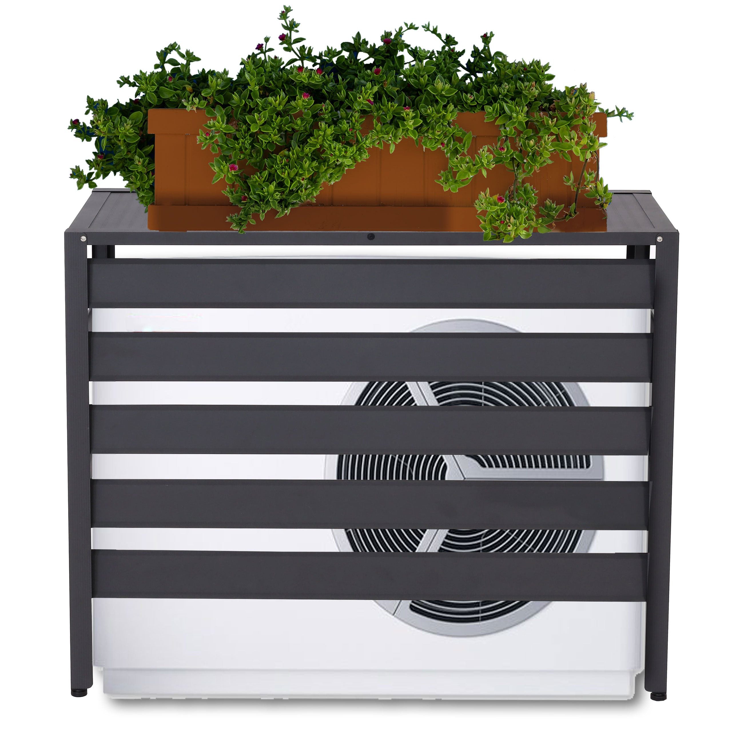PROREGAL® Klimaanlagen-Verkleidung Alu 73x90x38cm Abdeckung Schutzgitter Pflanzenregal Grau Metall