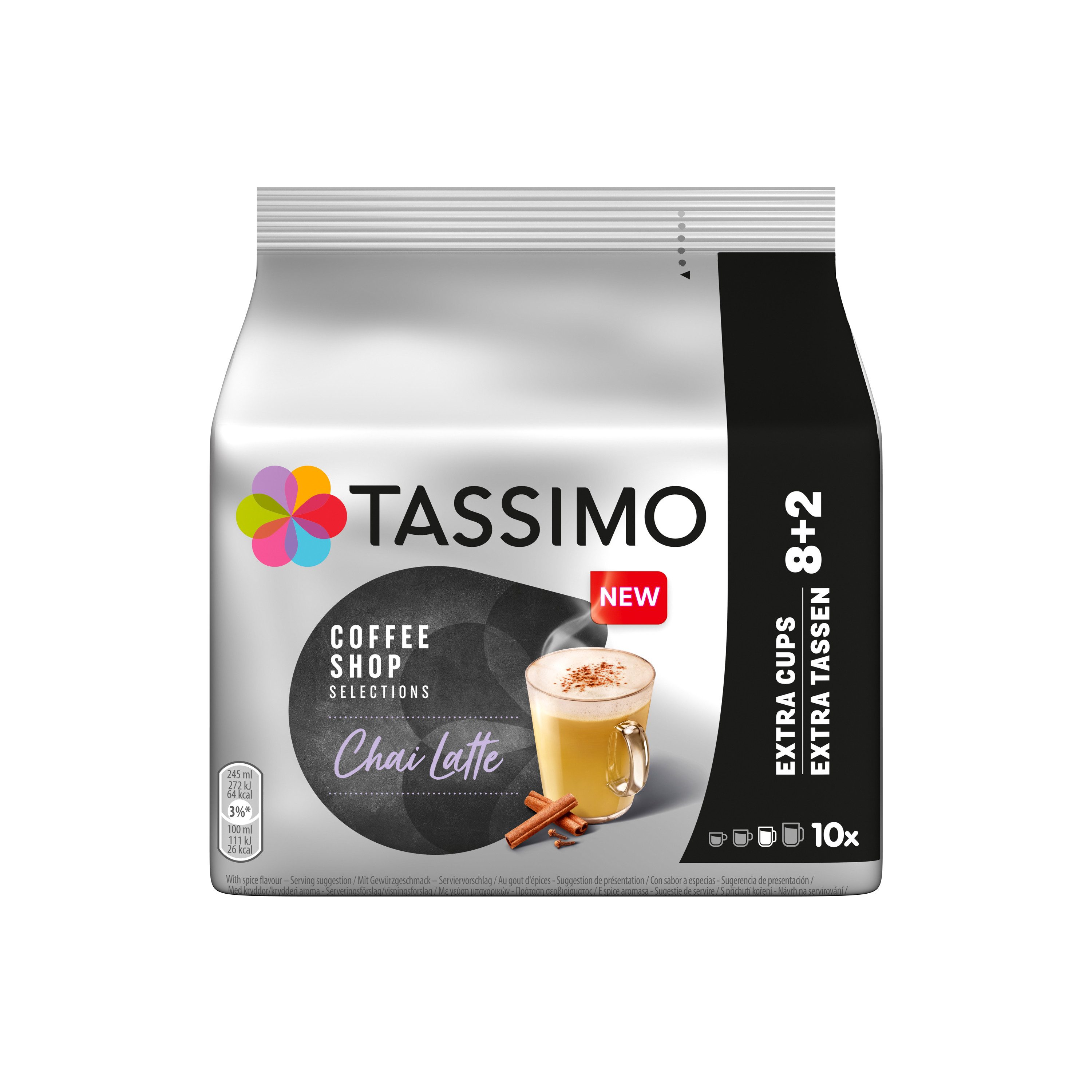 TASSIMO Kaffee Kapseln Coffee Shop Selections Chai Latte Tee T Disc 50 Getränke, (Packung, 5er Pack)