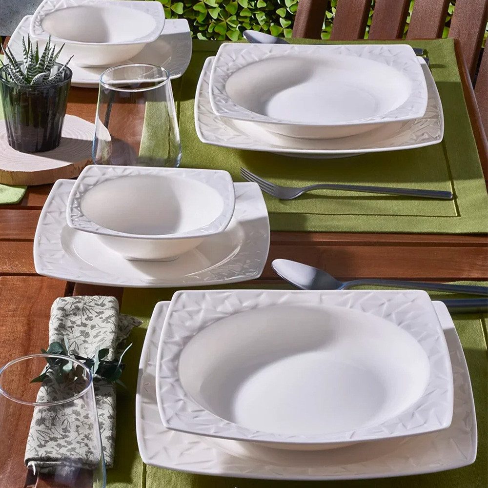 GÜRAL Porselen Tafelservice VIVENTE (24-tlg), 6 Personen, Porzellan, Modernes und elegantes Tafelservice