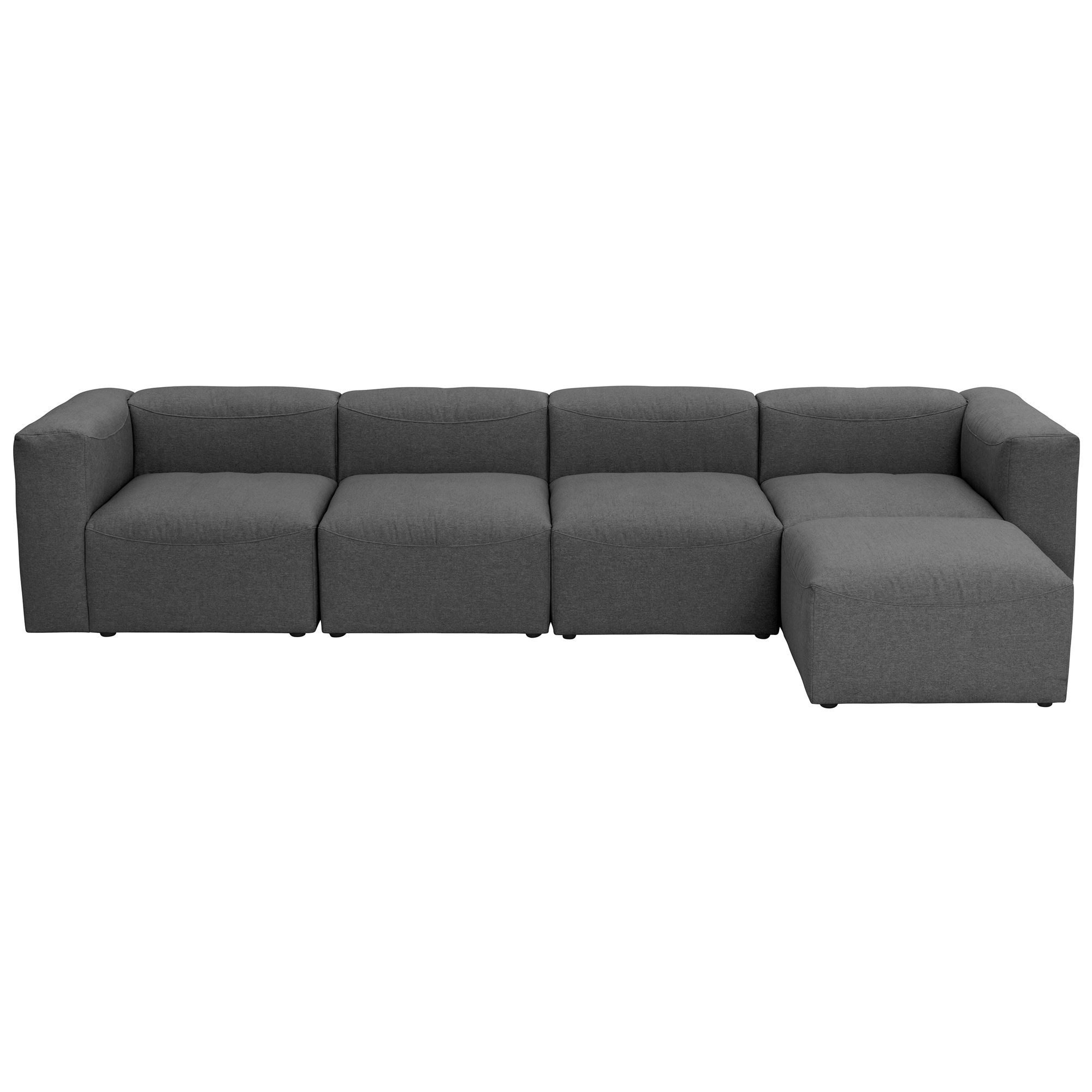 58 aufm Kessel Sofa Couch 4-Sitzer mit Hocker rechts Kattrina Flachgewebe anthrazit, Lieferung bis zur Haustür 1 Teile, Bezug und Farbe individuell wählbar für persönliches Wohnambiente
