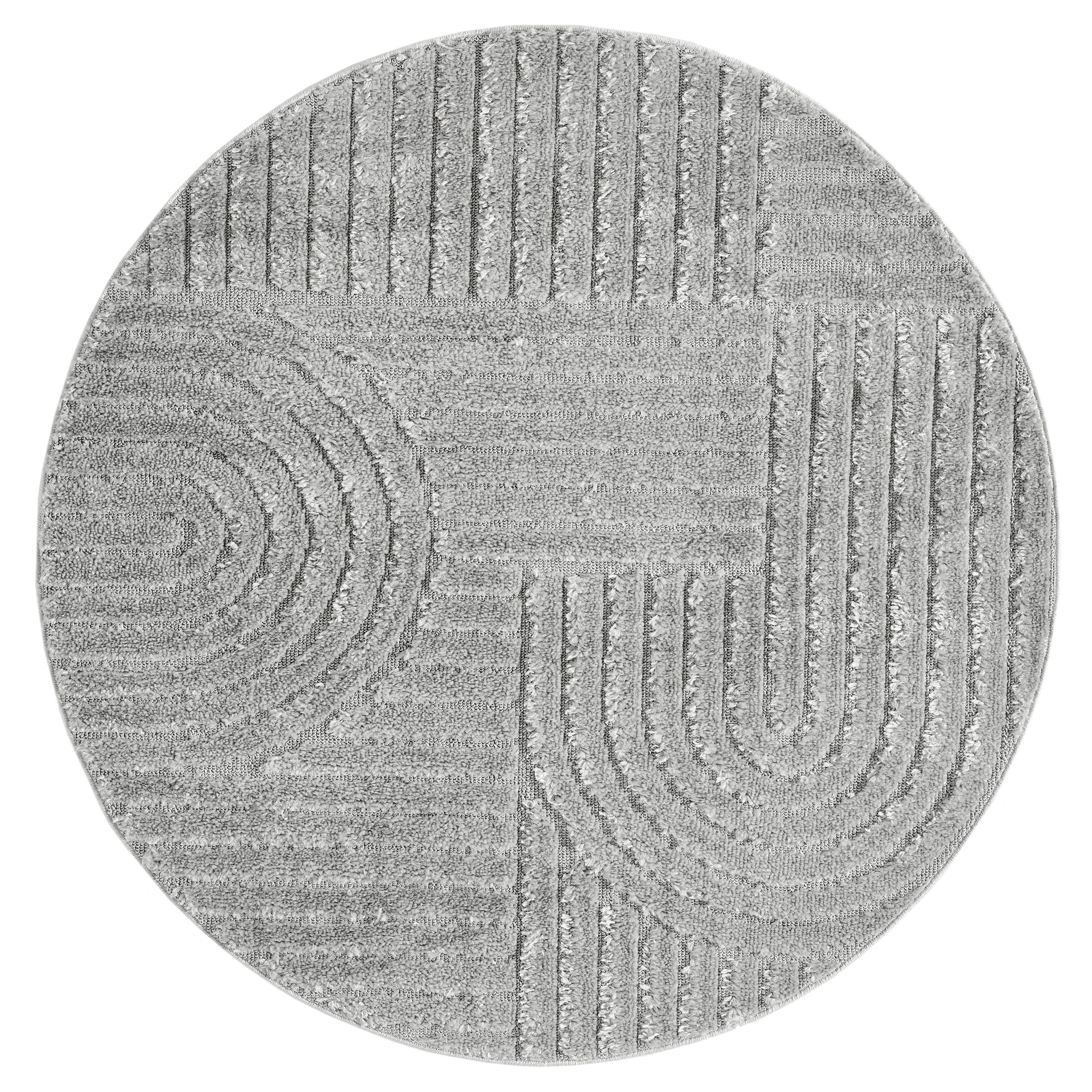 OTTO home Teppich Jonne, Boho-Design, Scandi, Designteppich, rund, Höhe: 20 mm, Hoch-Tief, 3D Optik, skandinavischer Stil, Wohnzimmer, Schlafzimmer