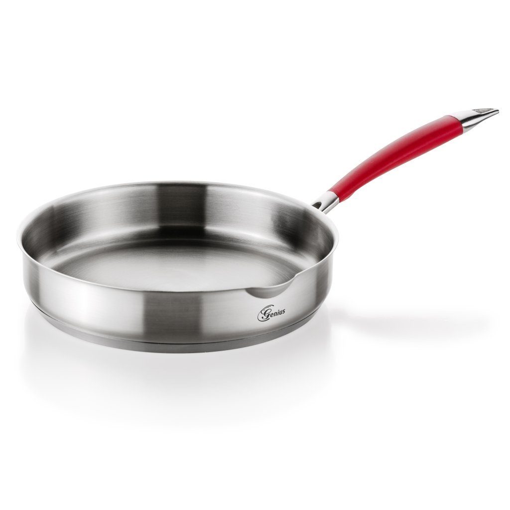 Genius Bratpfanne Genius - Steelfit Edelstahl Pfanne mit Glasdeckel Ø 24cm, (Set bestehend aus 1 Pfanne und 1 Glasdeckel)