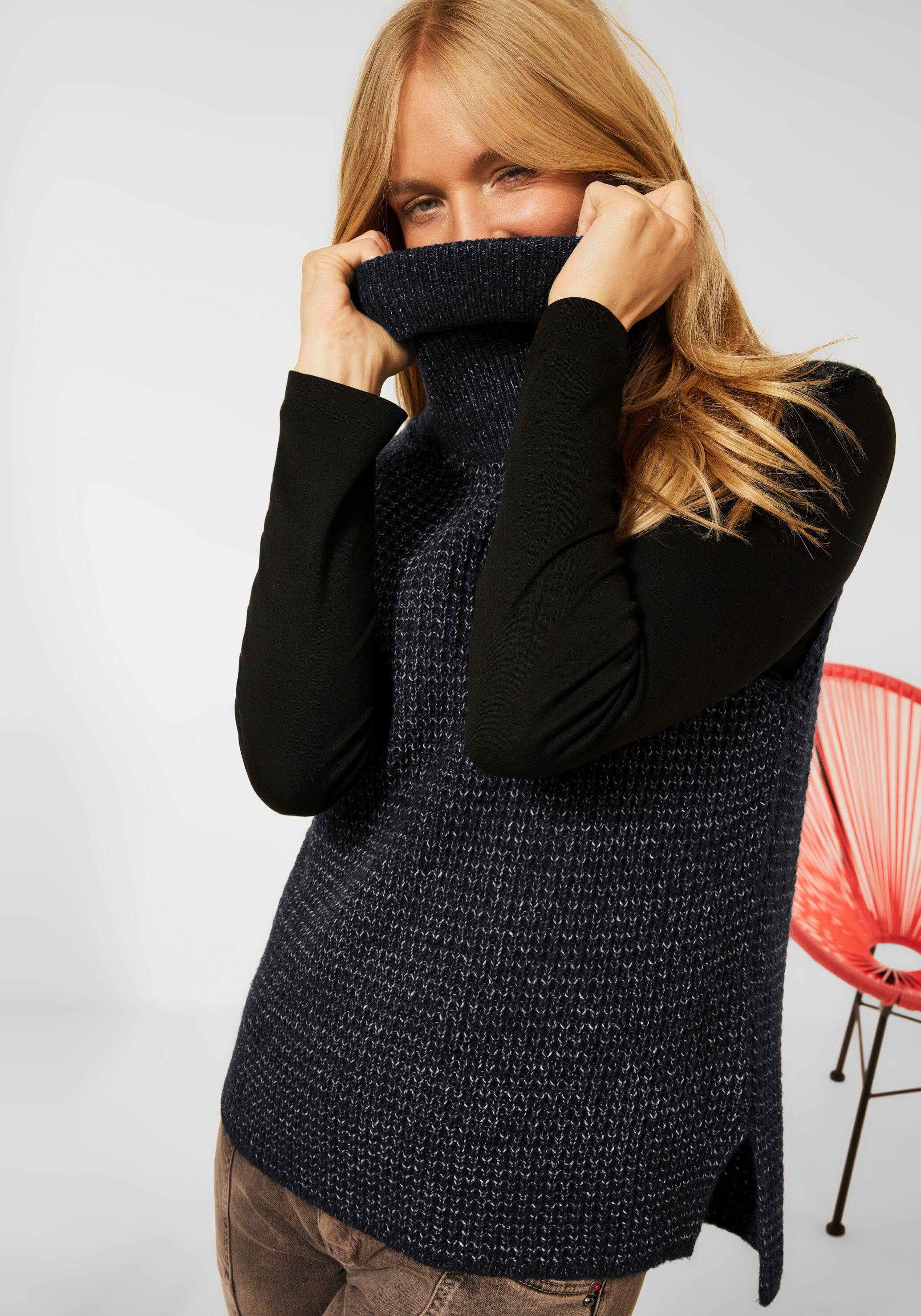 Damen Slim Fit Weste Mit Rollkragen - Ärmelloser Pullover Mit Integriertem Tank Top