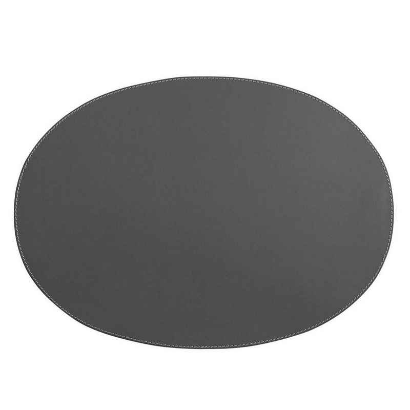 Platzset, adorist, (1-St), Leder Tischset, Lederunterlage KANON oval, grau/grey