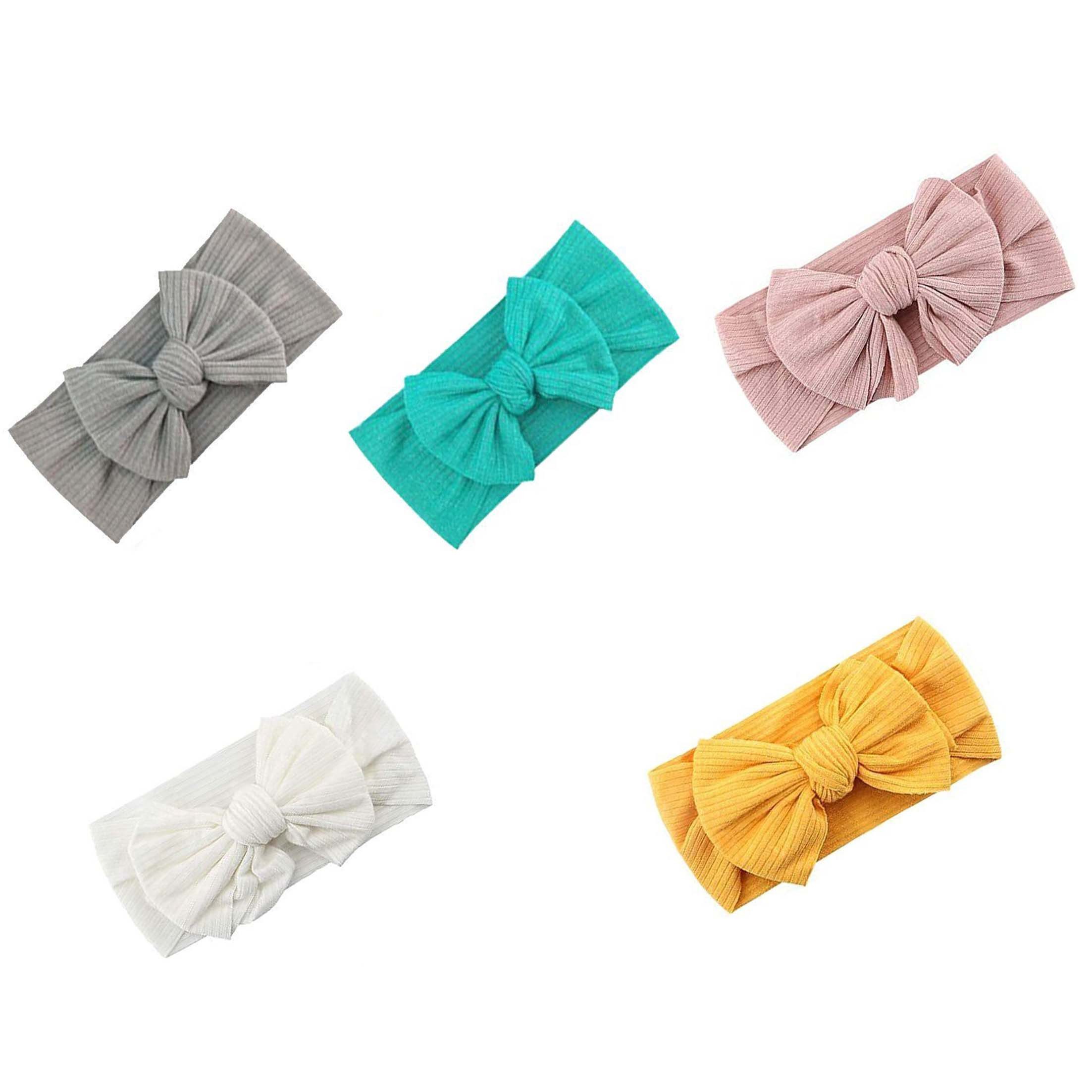 KINSI Diadem 5 Stück Baby-Stirnband mit Schleifenverzierung, breiter Rand, 17*8cm (5-tlg), Ideal als Baby-Geschenk für Feste, Geburtstage, Feiertage und Partys