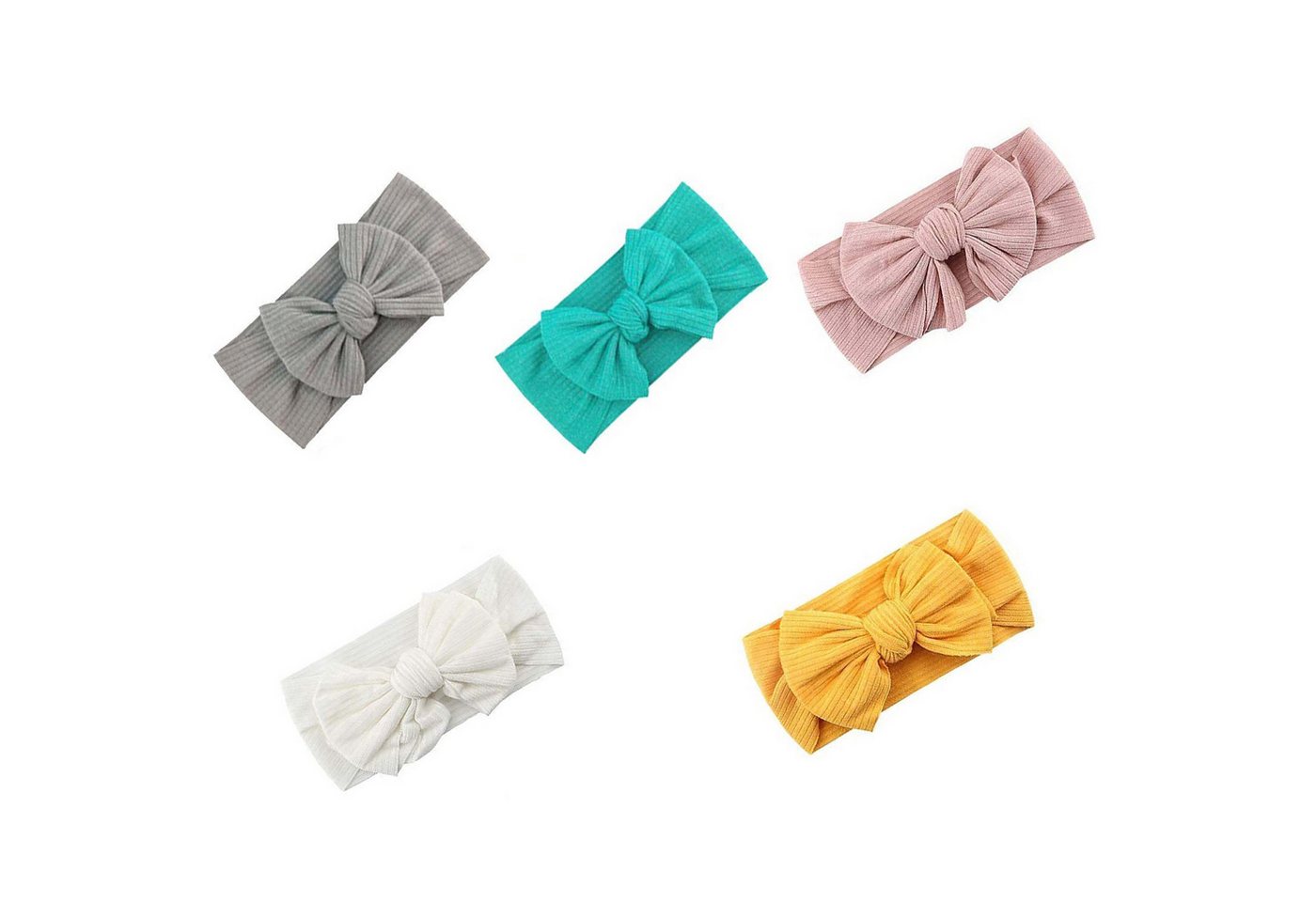 KINSI Diadem 5 Stück Baby-Stirnband mit Schleifenverzierung, breiter Rand, 17*8cm (5-tlg), Ideal als Baby-Geschenk für Feste, Geburtstage, Feiertage und Partys
