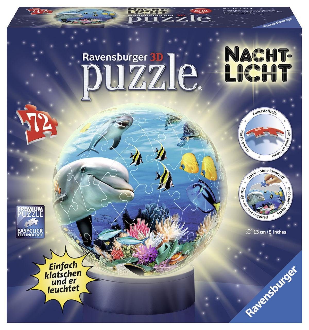Ravensburger 3D Puzzleball, 72 Teile und Leuchtfunktion, »Nachtlicht