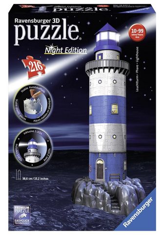 RAVENSBURGER 3D-Puzzle "Leuchtturm bei Nacht&q...