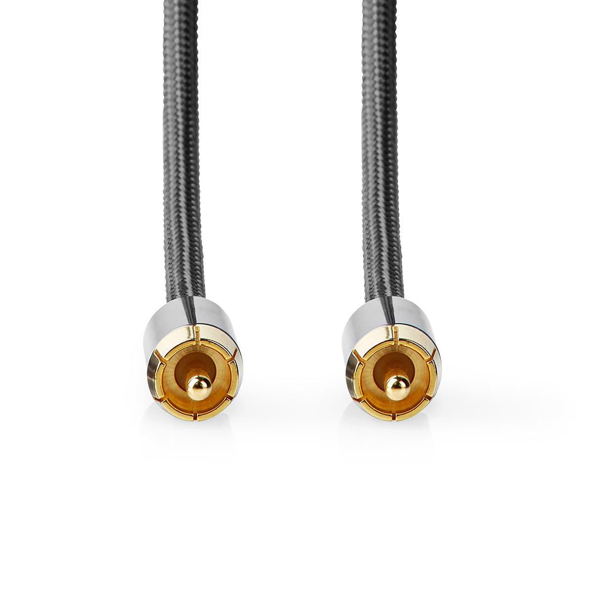 Nedis CATB24100GY50 Audio- & Video-Kabel, Subwoofer Kabel, Subwoofer Kabel, Subwoofer-Kabel, RCA-Stecker, vergoldete Kontakte für Heimkino-Tiefton