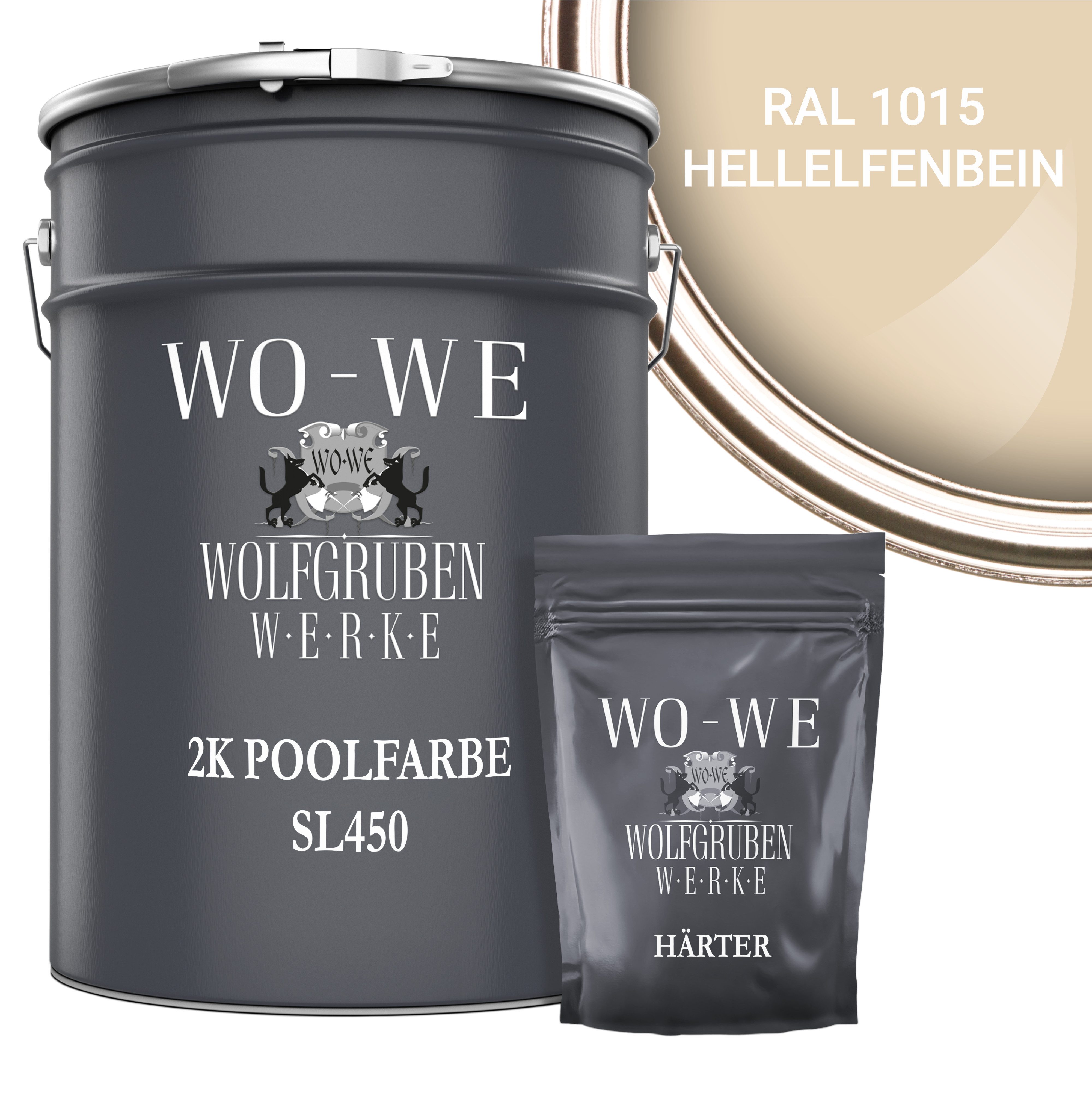 WO-WE Lack 2K Poolfarbe Poolbeschichtung Schwimmbadfarbe SL450, 2,5-20Kg, Seidenglänzend, Epoxidharz