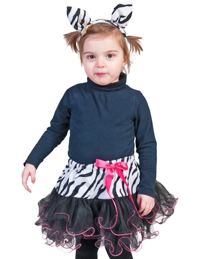 Funny Fashion Kostüm Zebra Tierkostüm für Mädchen - 2-tlg., Kleinkind Zoo Faschingskostüm, 2-tlg.