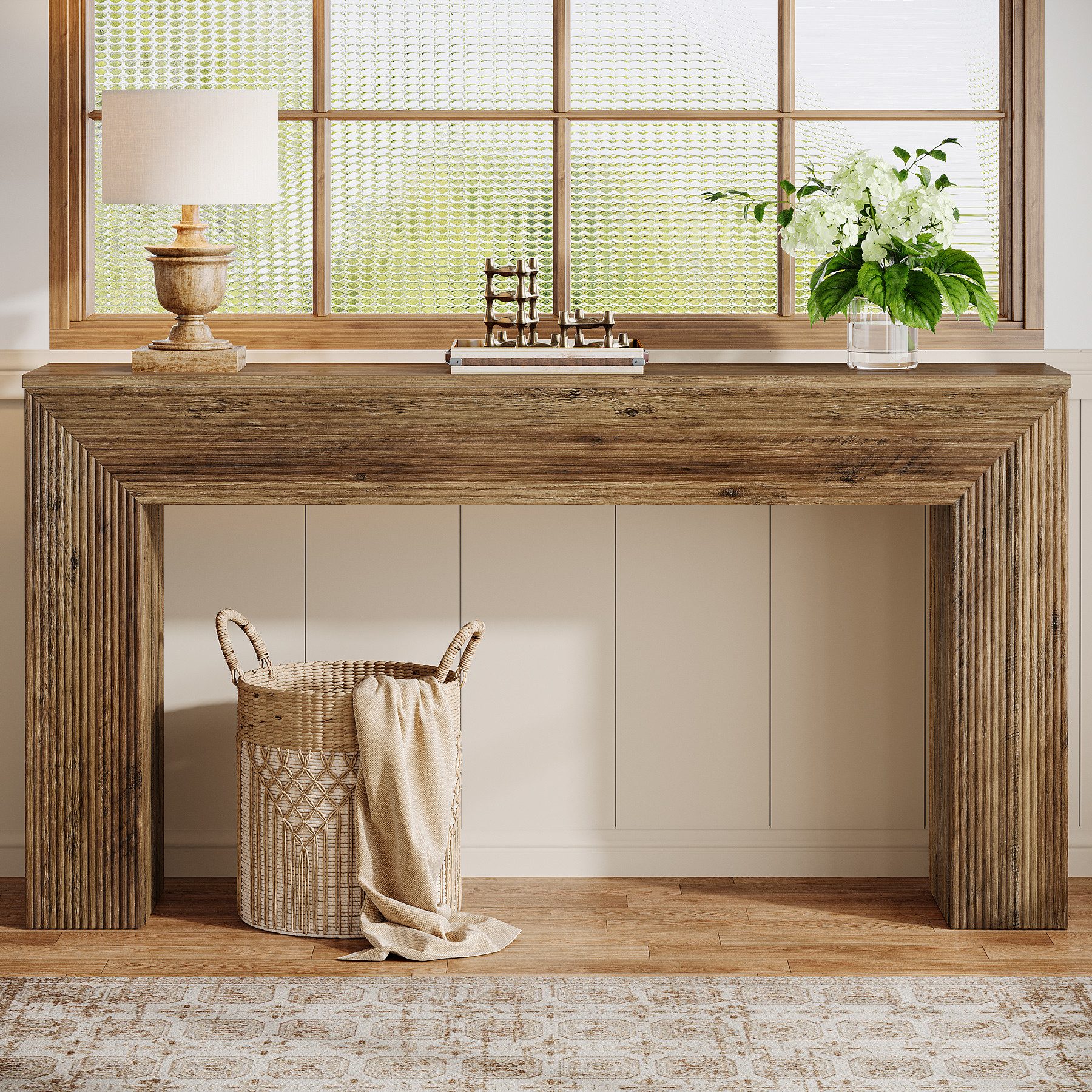 Tribesigns Konsolentisch 160cm Schmaler Flurtisch mit Wellendekor, hinter d günstig online kaufen