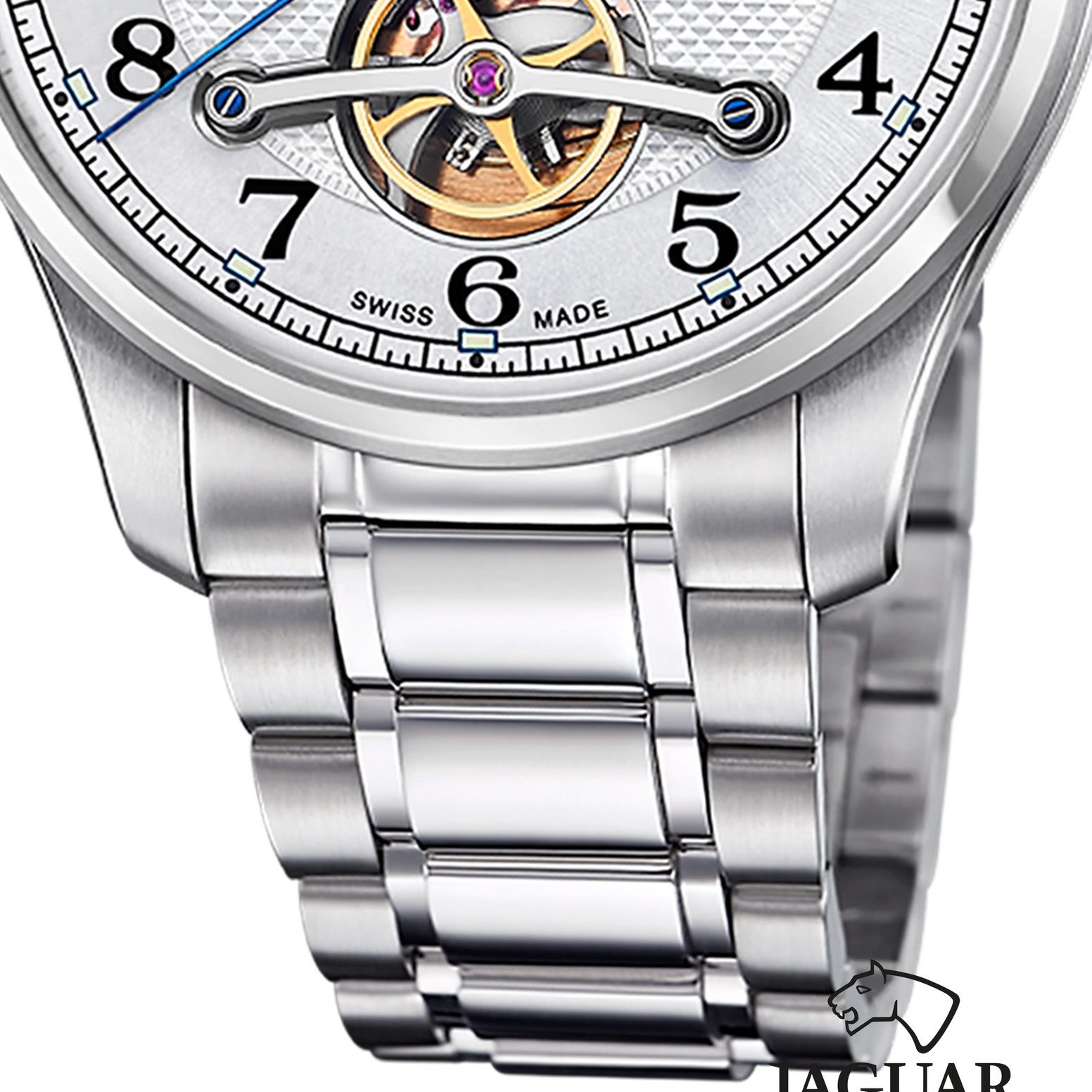JAGUAR Automatikuhr Jaguar Herrenuhr Edelstahl silber Jaguar, (Analoguhr), Herren Armbanduhr rund, Edelstahlarmband silber