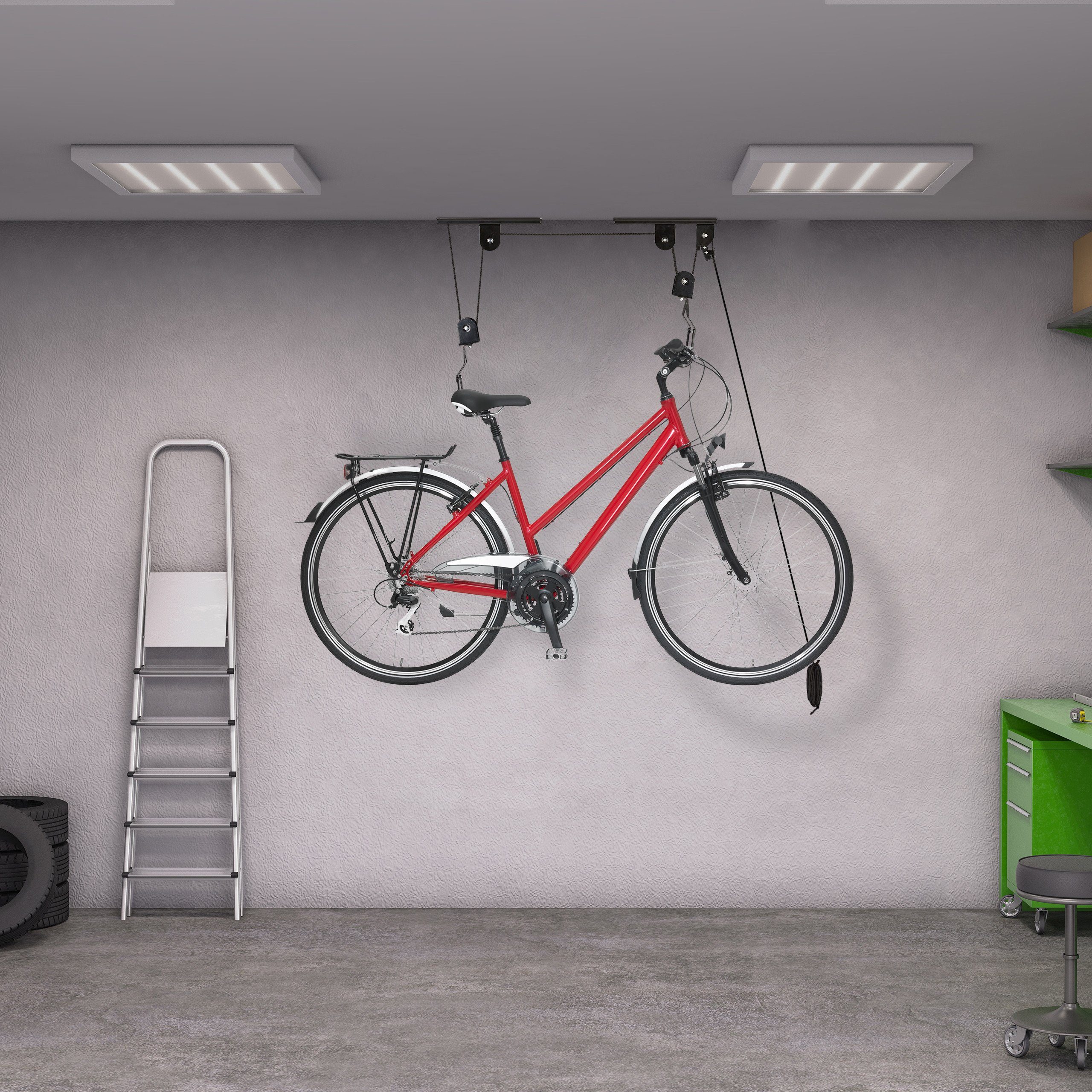 relaxdays Fahrradlift für die Decke