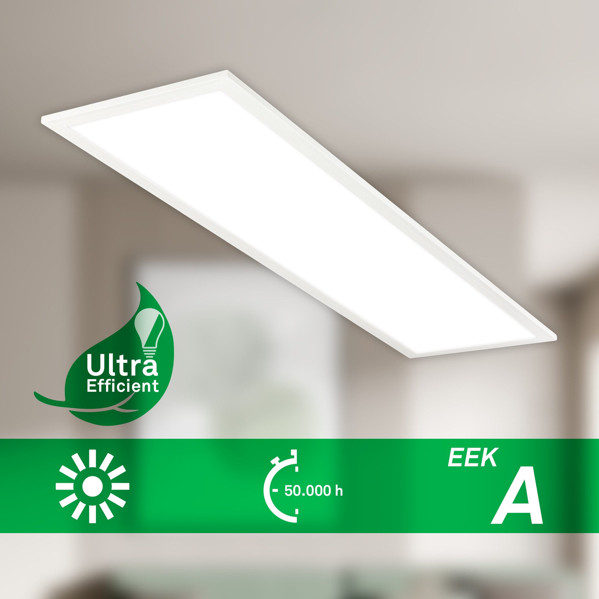 Briloner Leuchten Deckenleuchte LED Panel ultraflach versch. Вариантыn, ON/OFF - Energieeffizienz A, LED fest integriert, z.T. dimmbar // Maße: 1.000x250x48mm (LxBxH)