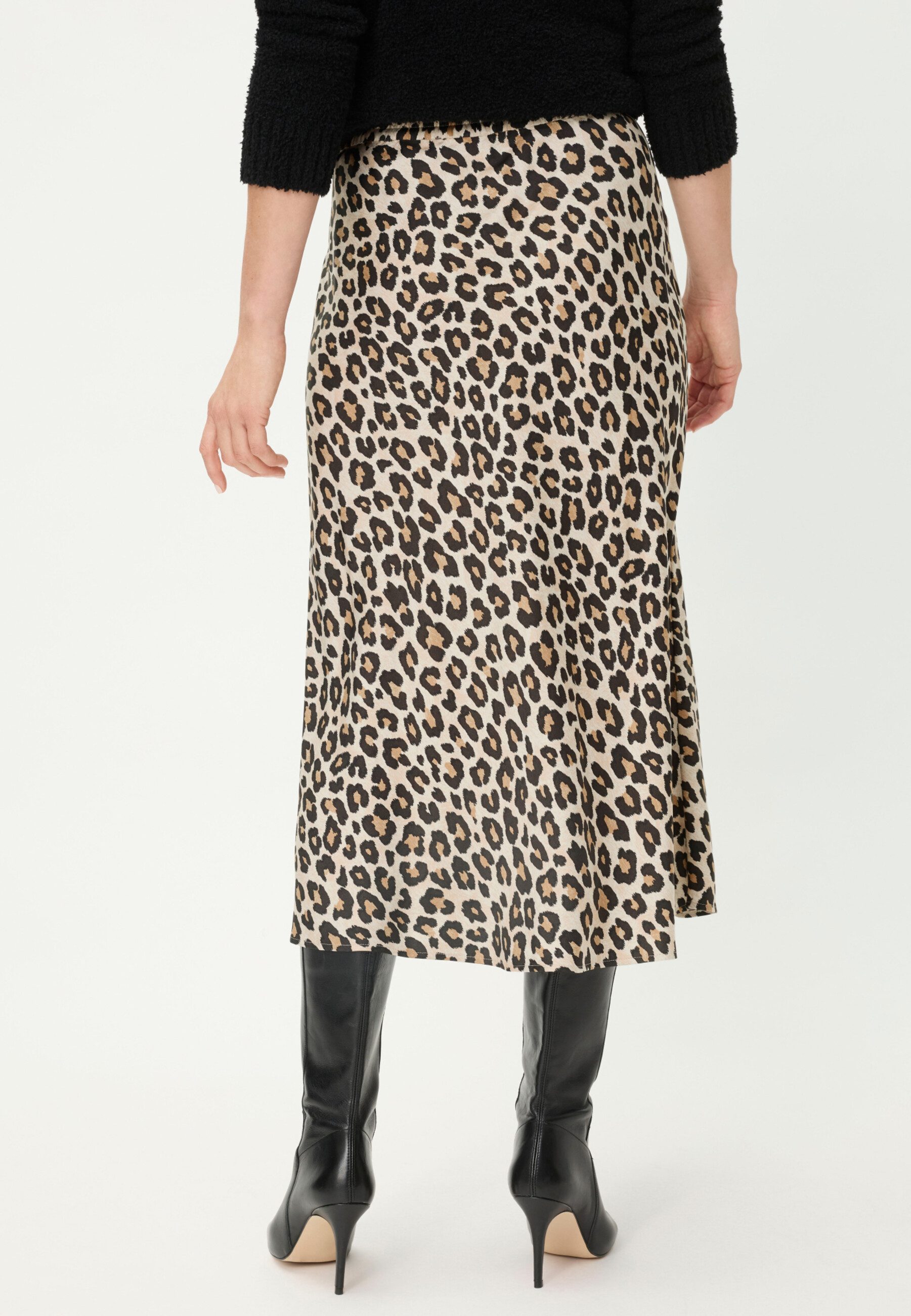 Olsen A-Linien-Rock mit Allover-Leo-Muster