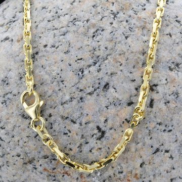 HOPLO Goldkette Ankerkette diamantiert Länge 55cm - Breite 2,5mm - 585-14 Karat Gold, Made in Germany