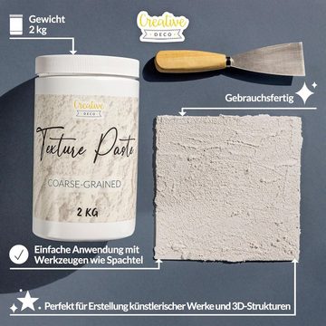Creative Deco Malpaste Strukturpaste 2 kg Weiße Spachtelmasse für Acrylmalerei Modellierpaste