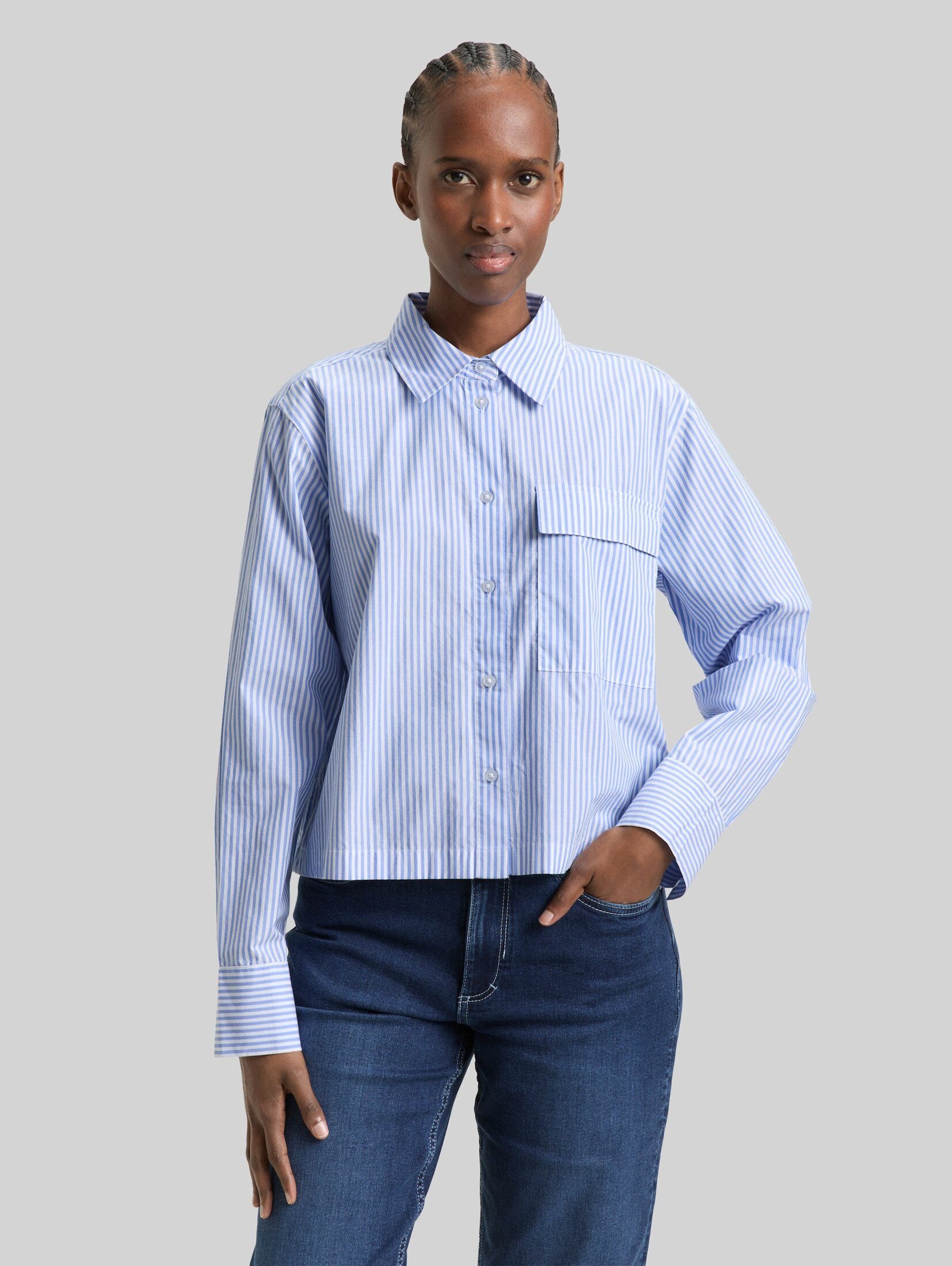 TOM TAILOR Denim Langarmbluse Blusen & Shirts Boxy Fit Hemdbluse aus Baumwolle