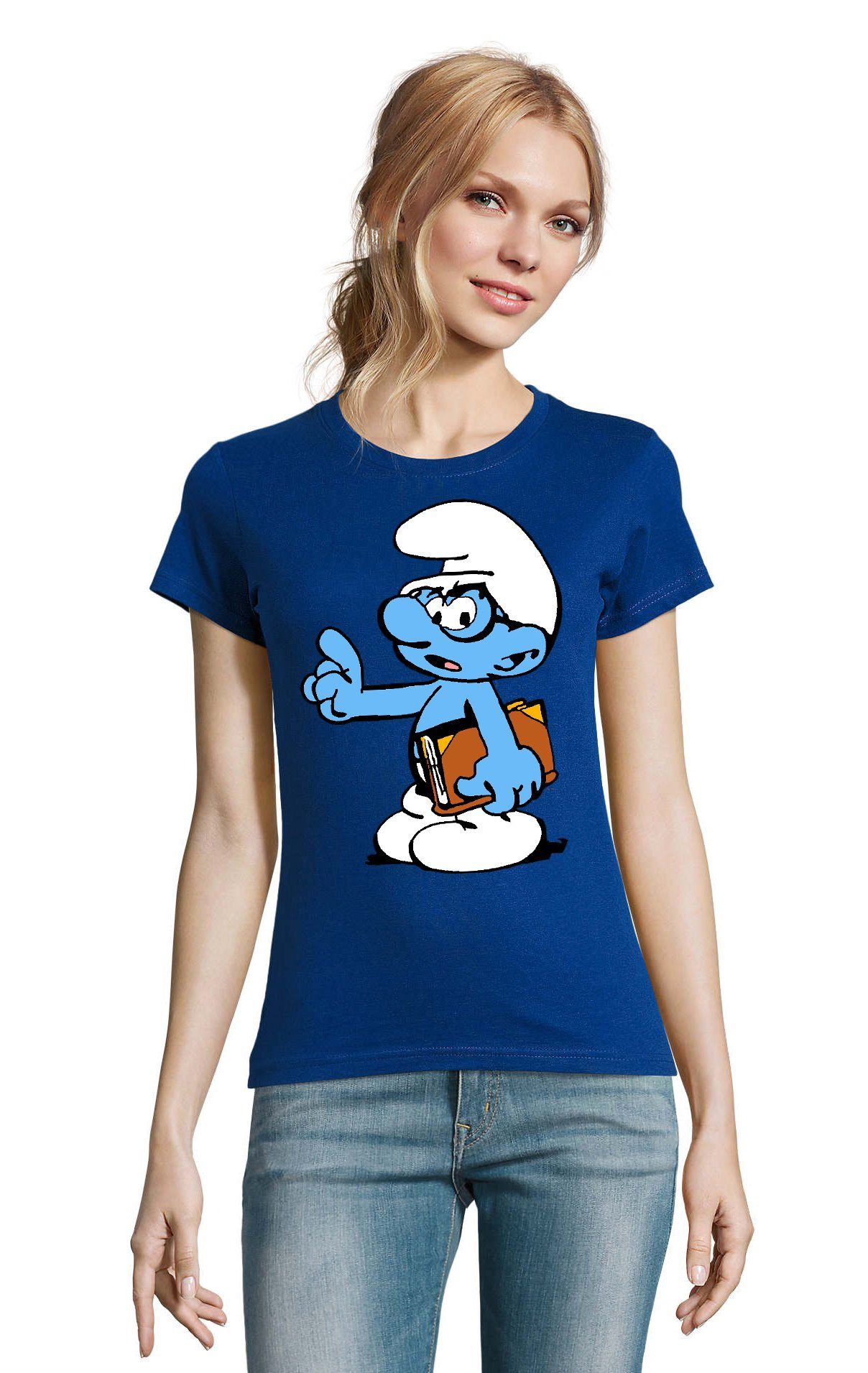 T-Shirt Damen Schlaubi Schlumpf Buch Schlumpfhausen Schlumpfine