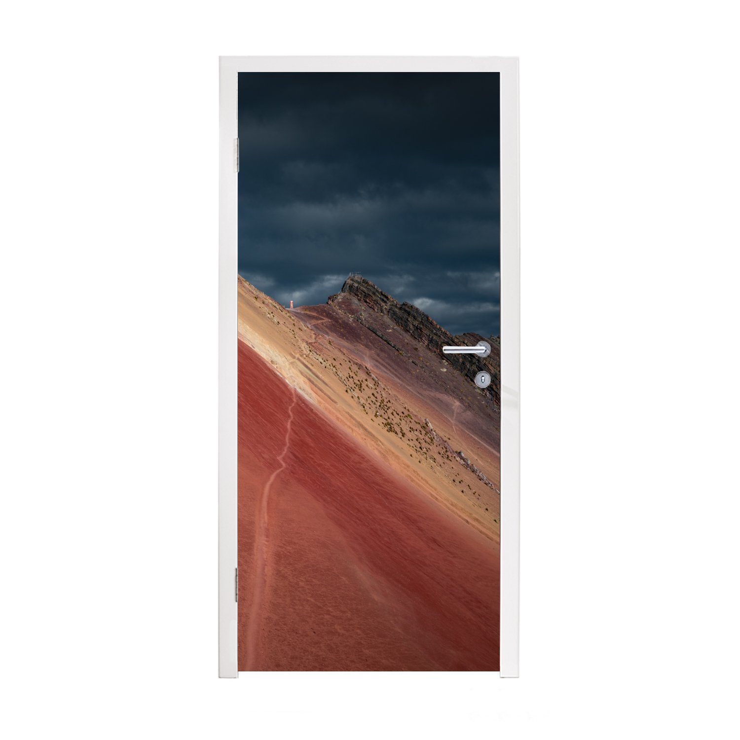 bedruckt, Berge (1 Wolken, Tür, Fototapete Natur - 75x205 Landschaft Türaufkleber, Matt, cm - St), MuchoWow Türtapete - für