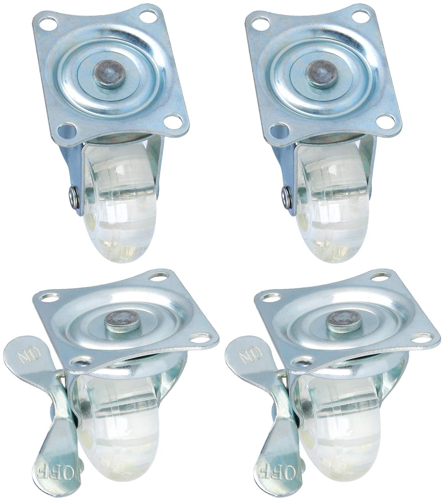com-four Lenkrolle Möbelrollen Set mit 2 Lenkrollen und 2 Bockrollen -, (4-St)