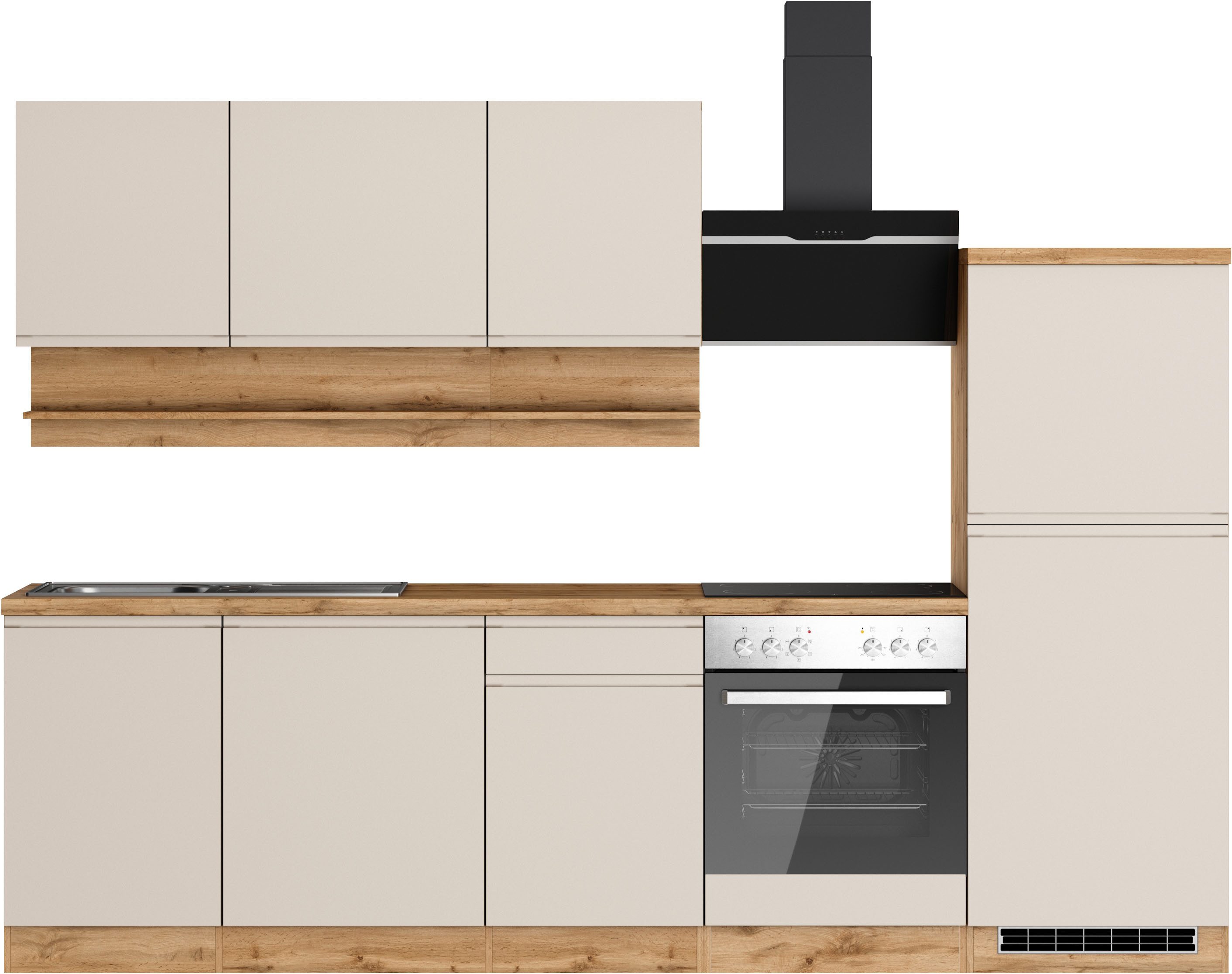 KOCHSTATION Küchenzeile KS-Virginia,neu in verbesserter Ausführung, Breite 280 cm, Soft-Close, wahlweise mit E-Geräten