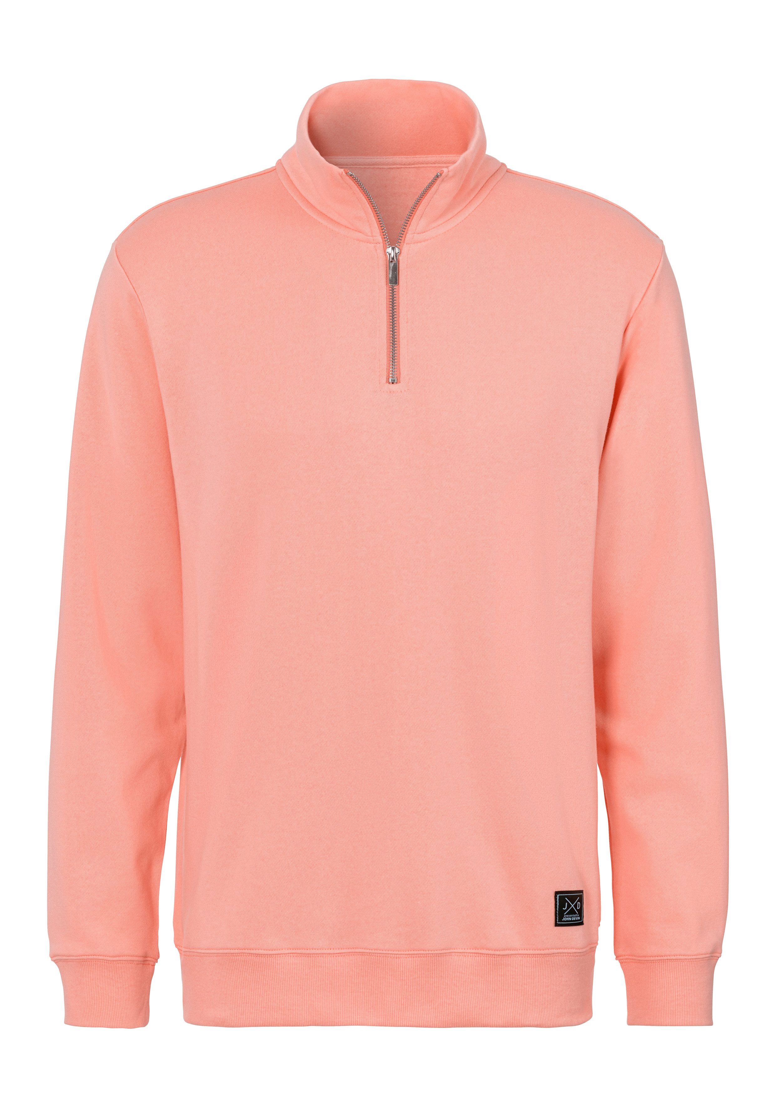 John Devin Sweatshirt, Langarm, Pullover mit Reißverschluss am Stehkragen günstig online kaufen