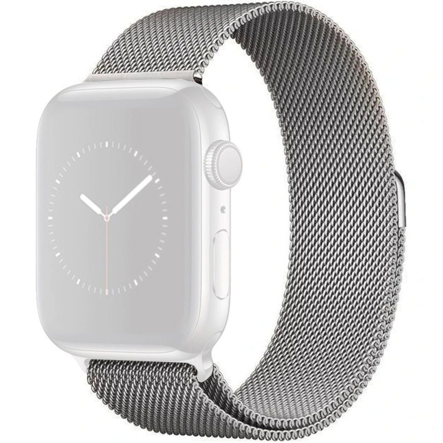 Kompatibel «Edelstahl Absorption Uhrenarmband Apple mit Silber zggzerg magnetische Strap