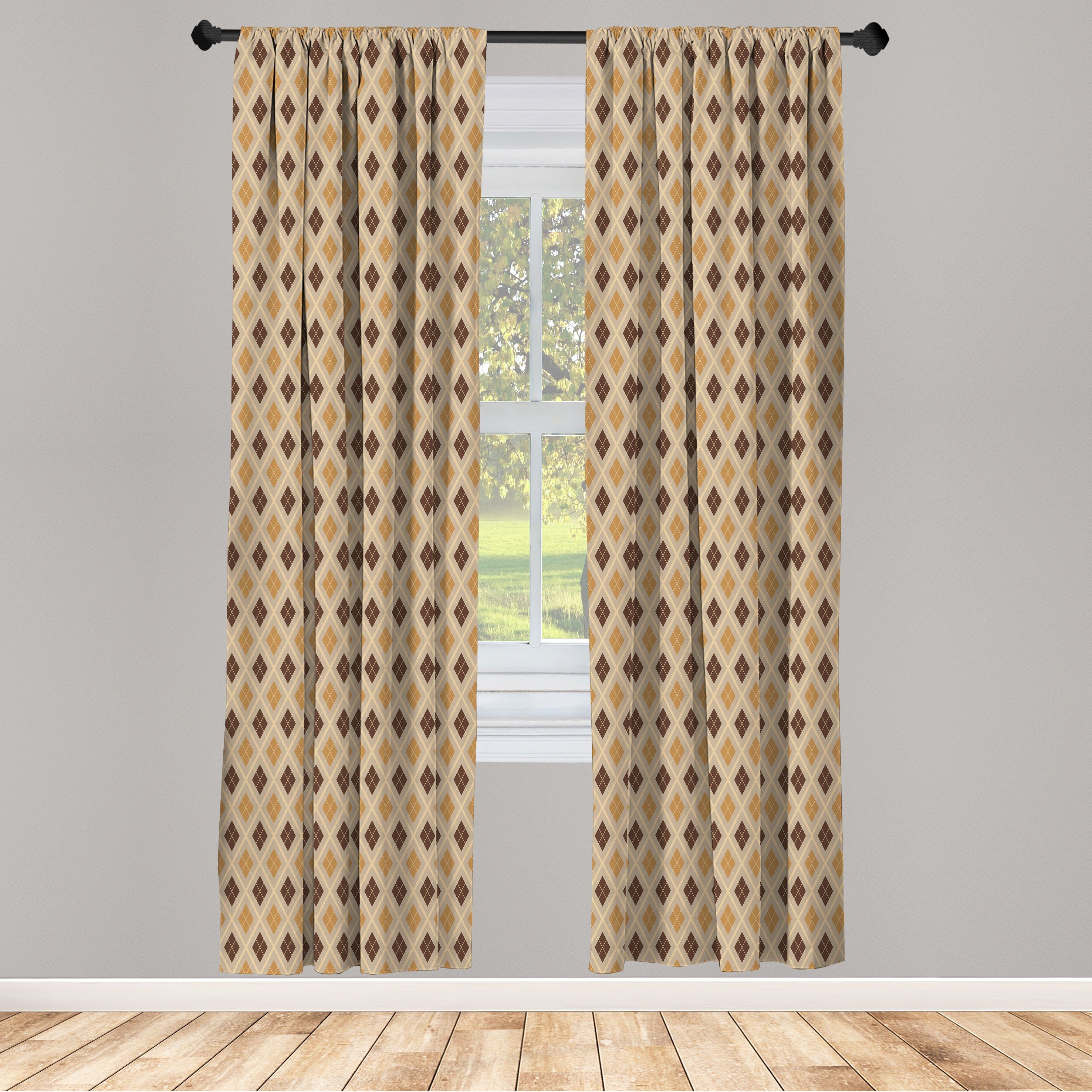 Gardine Vorhang für Wohnzimmer Schlafzimmer Dekor, Abakuhaus, Microfaser, Abstrakt Klassische Argyle Inspired