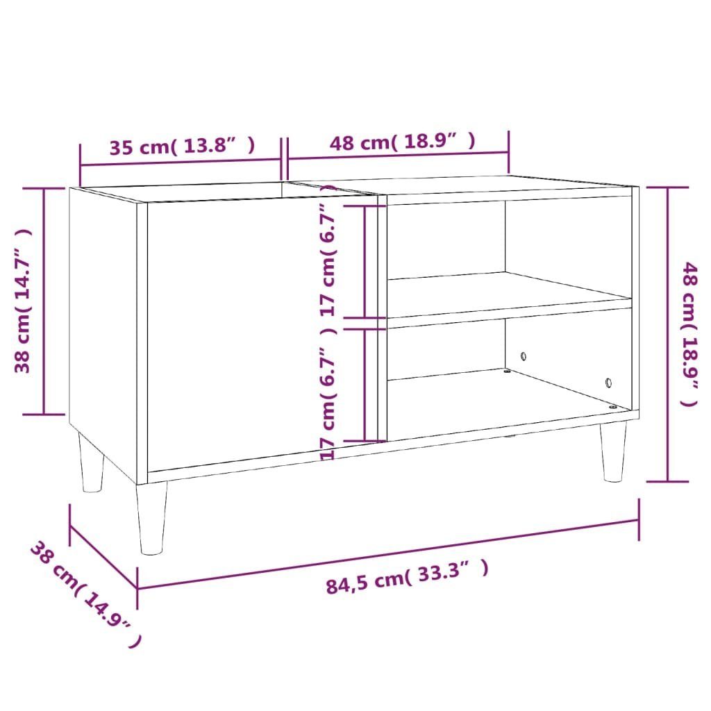 Plattenschrank Media-Regal 1-tlg. 84,5x38x48 vidaXL Holzwerkstoff, cm Hochglanz-Weiß