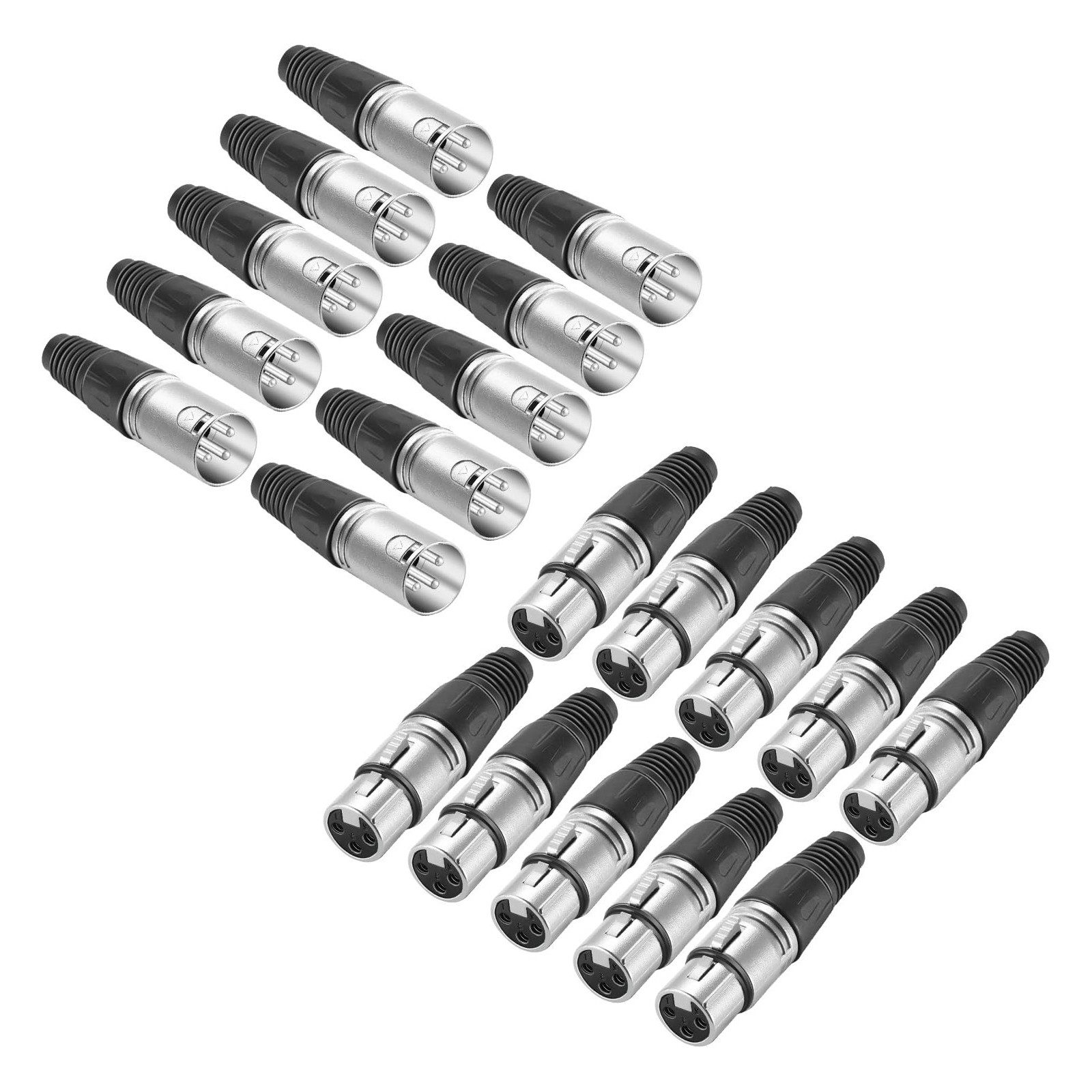 Neewer NC004B 20x XLR Stecker & Buchsen 3-Pin lötbar, Zinklegierung Audio-Kabel, Kompatible Geräte:Audio-Mixer, Audio-Schnittstelle, Mikrophon