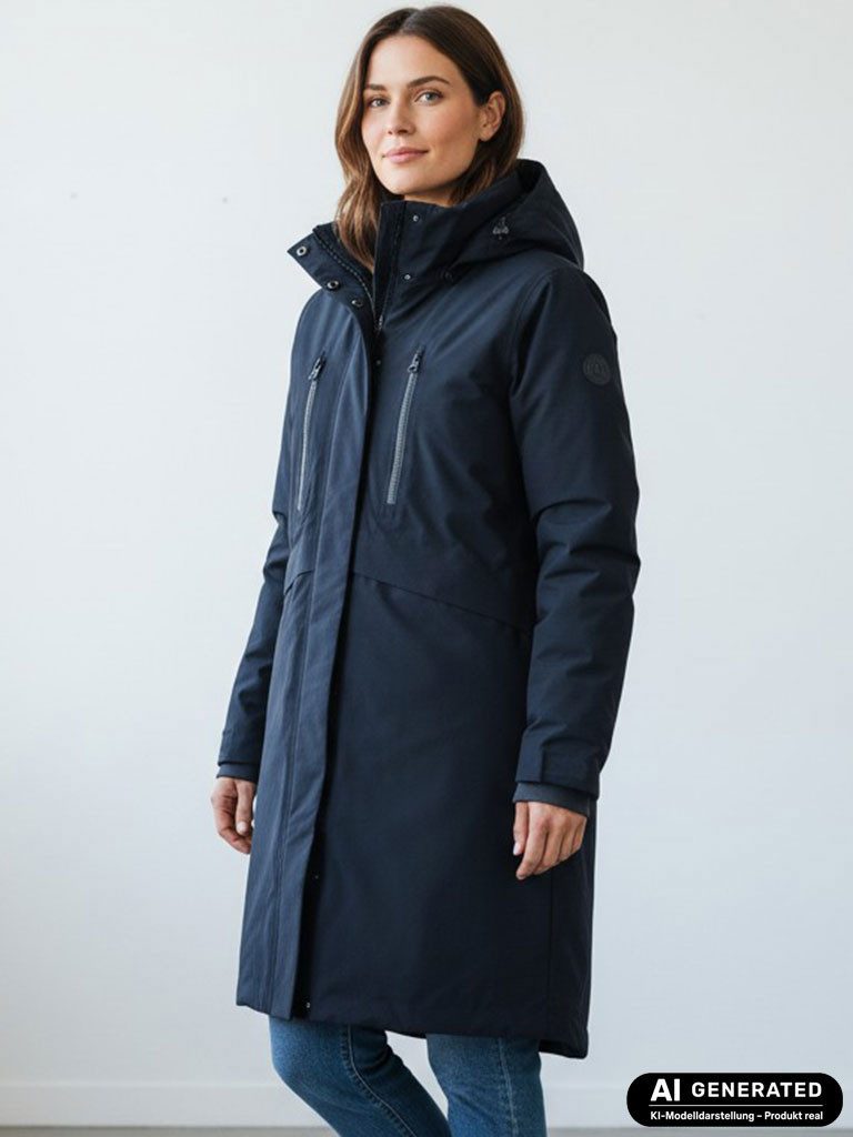 Blue Wave Funktionsmantel Damen Mantel Marie - Outdoor-Mantel Funktionsjacke Allwetterjacke 10000 mm Wassersäule, Verschweißte Nähte, Winddicht, Atmungsaktiv