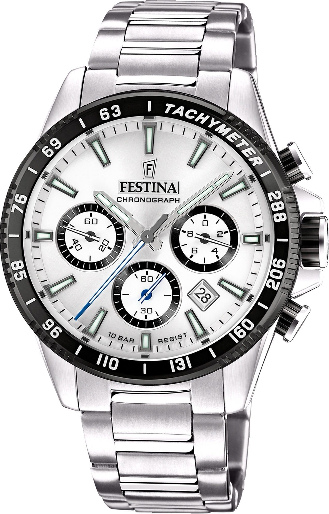 Festina Quarzuhr Festina Herrenuhr Timeless Chronograph, Herren Armbanduhr rund, Edelstahlarmband silber, Elegant