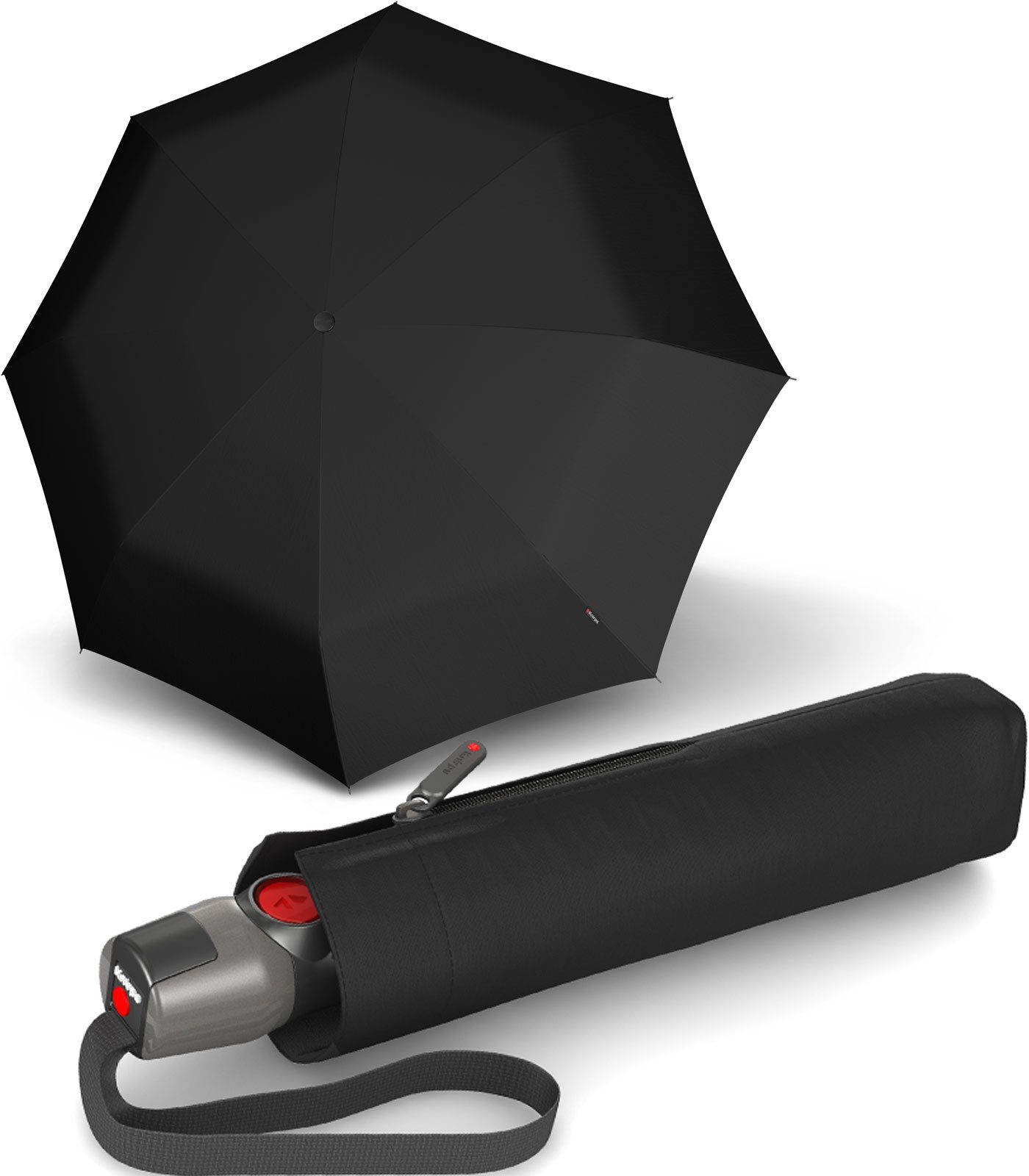 Taschenregenschirm Schirm durch Speichen besonders Fiberglas haltbar mit Auf-Zu-Automatik, leichter, in den stabiler schwarz Knirps®