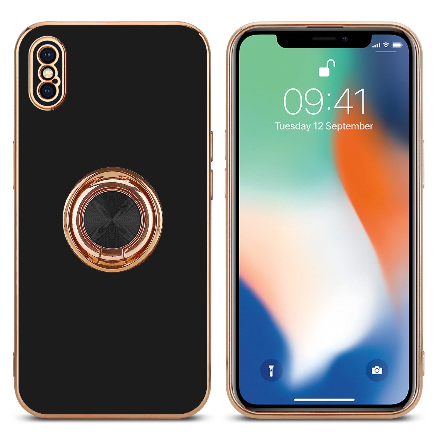 Cadorabo Handyhülle für iPhone XS MAX Hülle Apple iPhone XS MAX, Schutzhülle - TPU Silikon Hülle - mit Kameraschutz und Ring