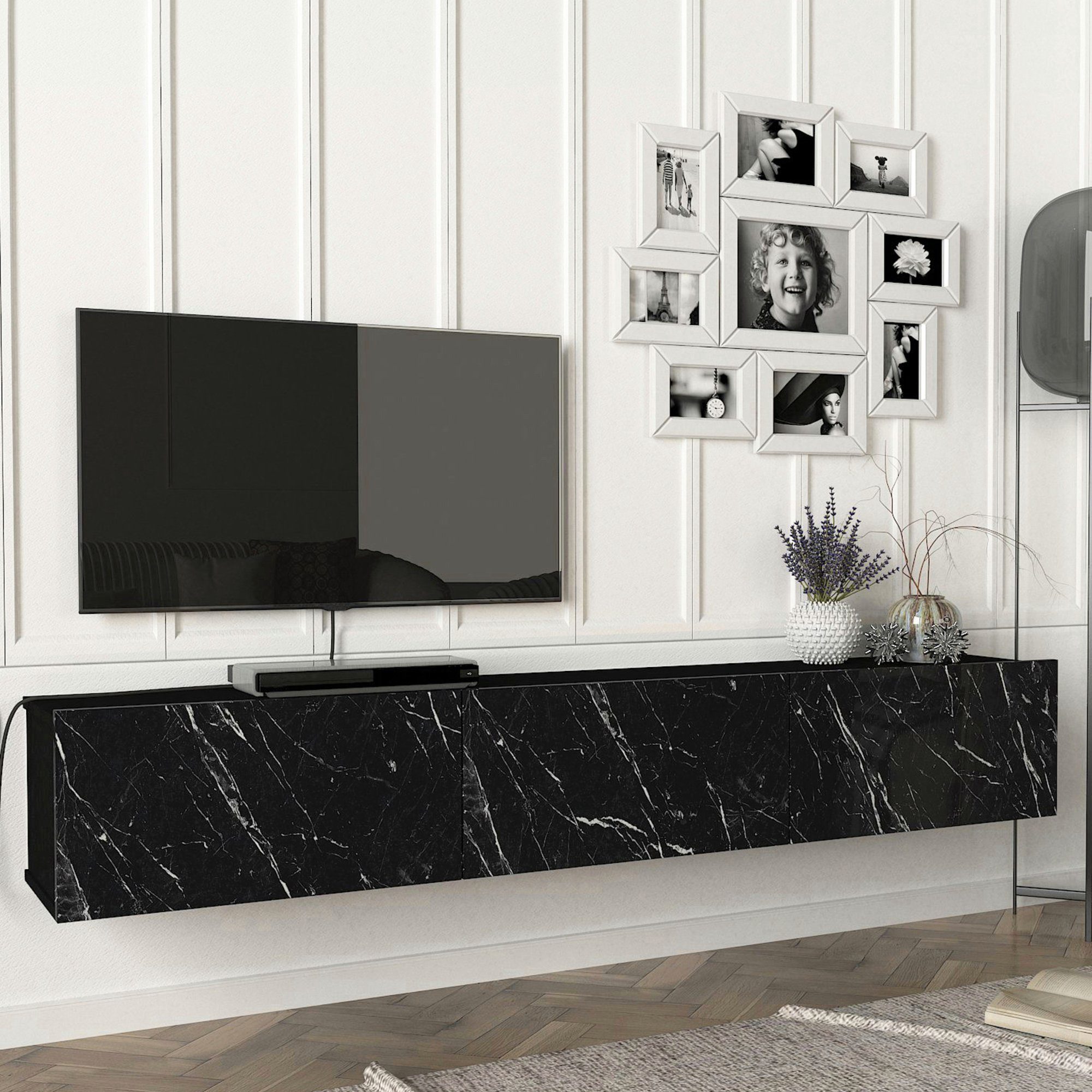 en.casa TV-Schrank »Vihti« Fernsehschrank 180x31x29,5cm Marmoroptik günstig online kaufen