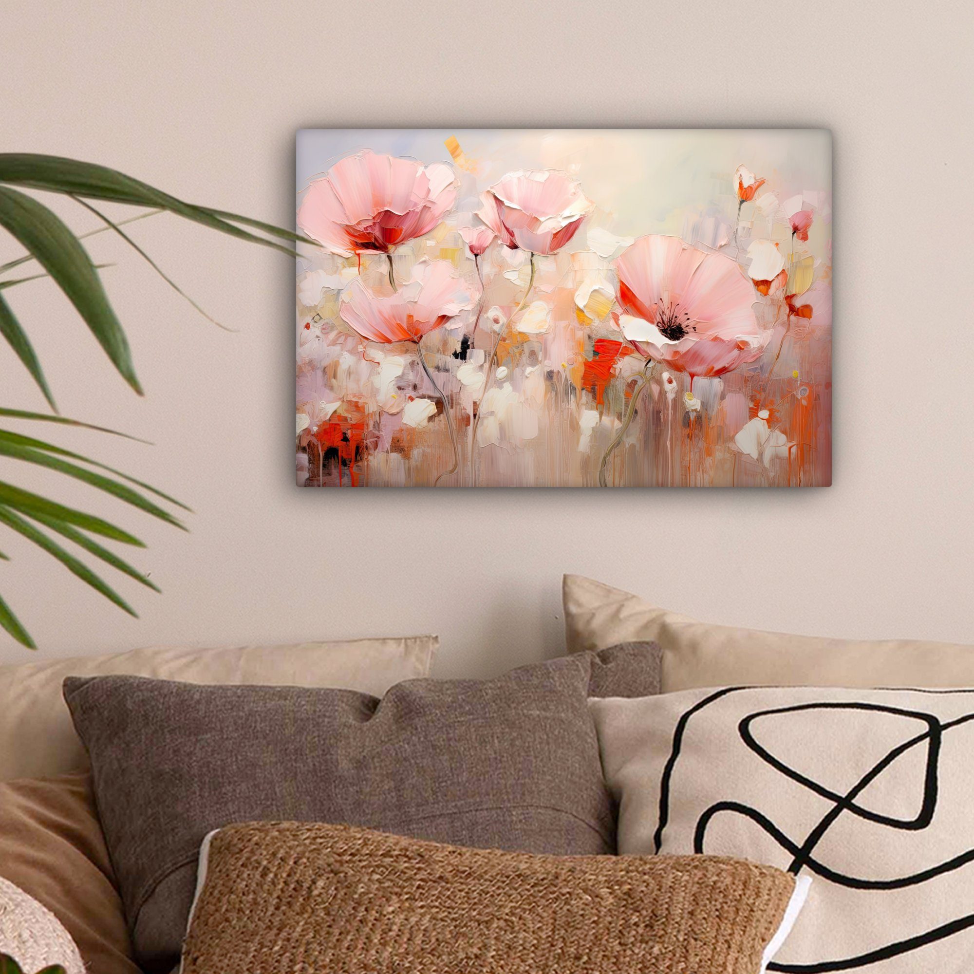 OneMillionCanvasses® Leinwandbild Blumen - Aquarell - Rosa - Abstrakt - Kun günstig online kaufen