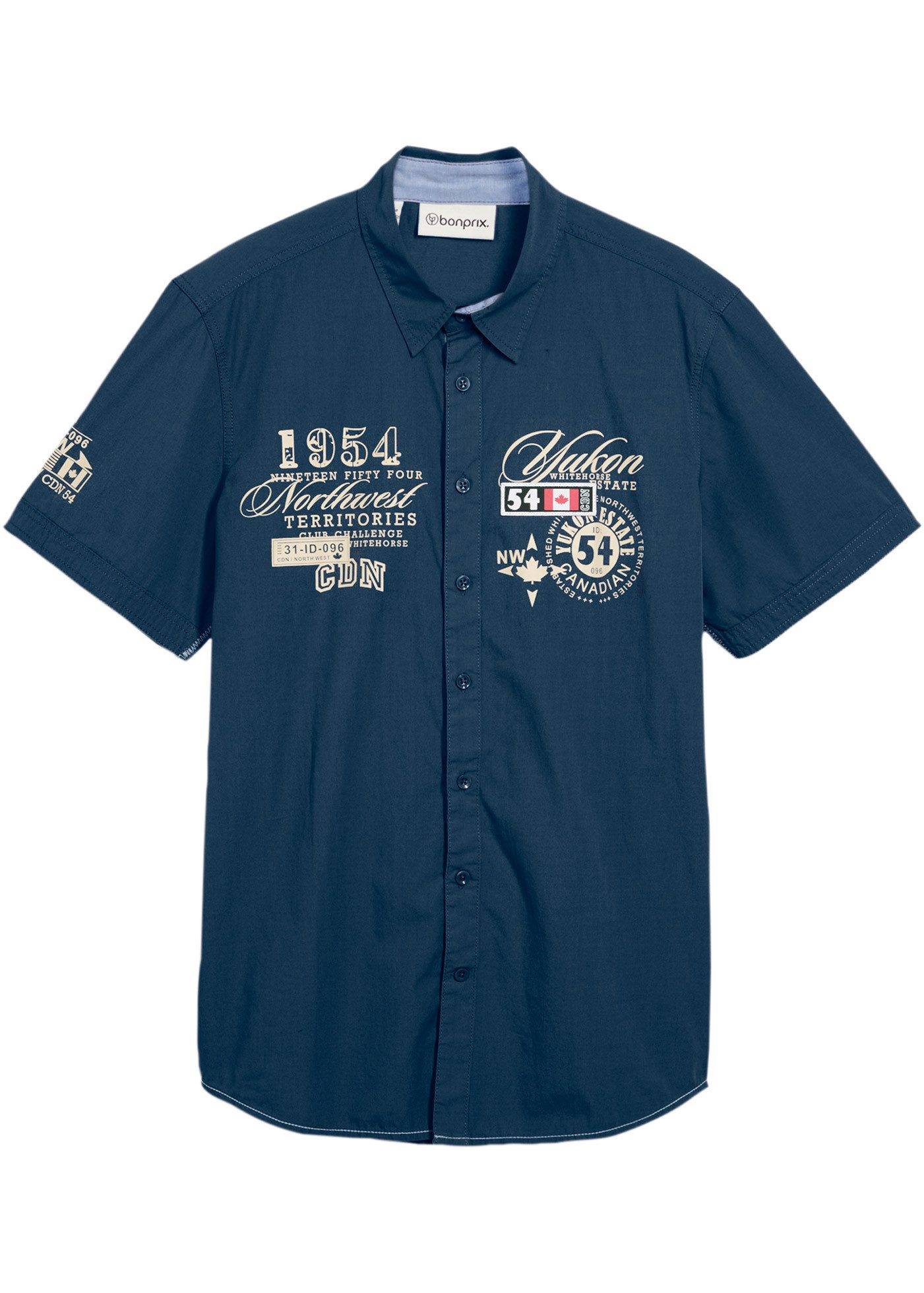 bonprix Kurzarmhemd mit Druckmotiven und Kentkragen