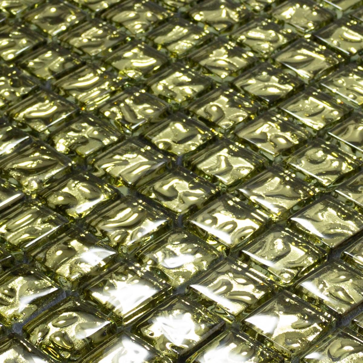 Mosafil Mosaikfliesen Glasmosaik Fliesen Aquatic, Glas 29.800x29.800, gold, Verlegefertig auf ein Netz geklebt - Wasserfest