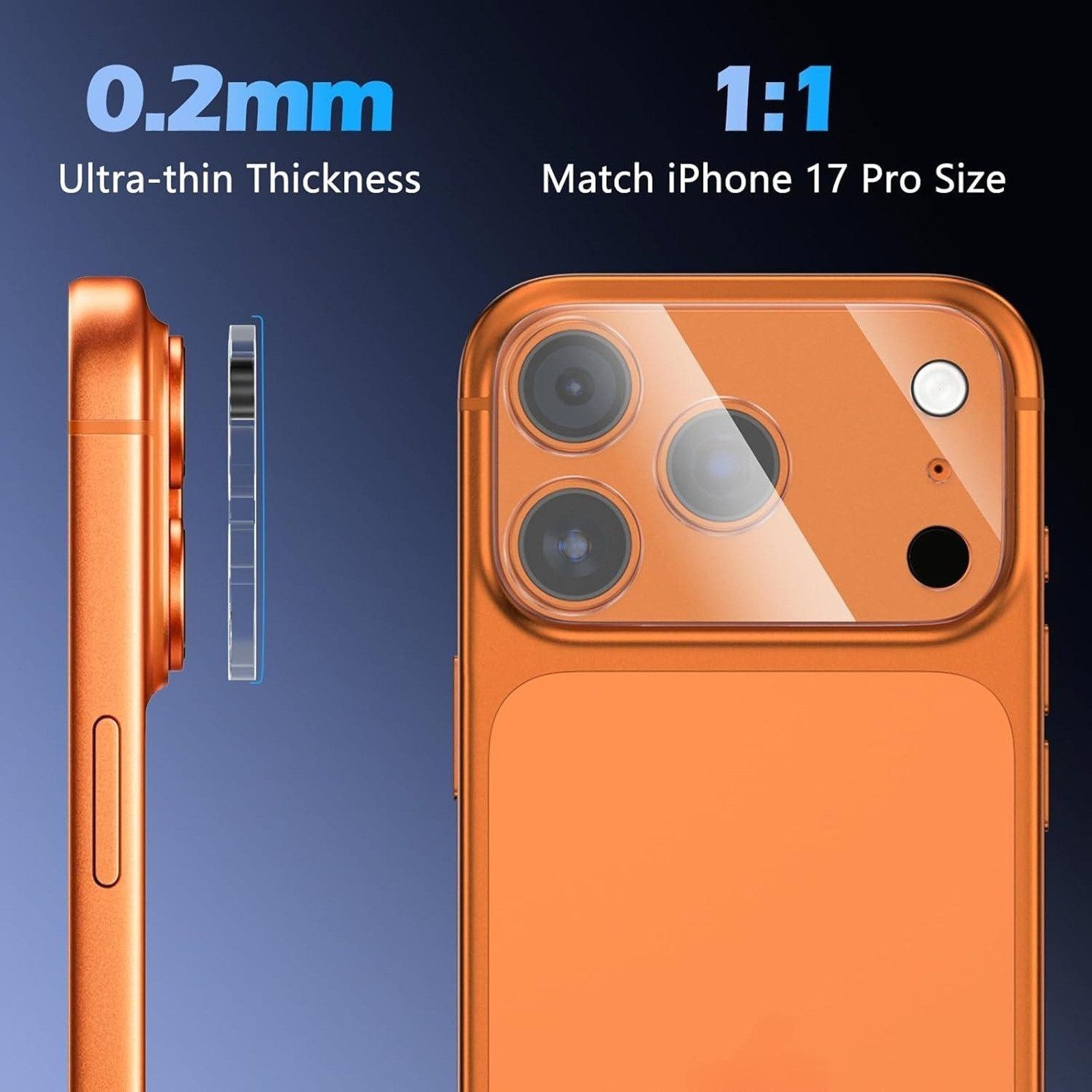 Protectorking Kameraschutzglas Kameraschutz HD klar Tempered 9H Panzerglas Linse Kamerafolie für iPhone 17 Pro Max, 1 Stück, Kameraschutz, Linsenschutz, Objekti – Bild 4 von 5