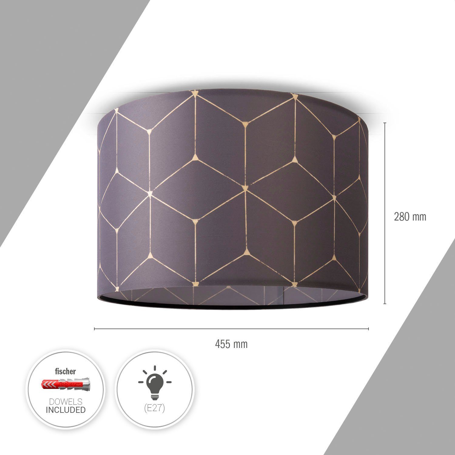 Hugo Stoffschirm ohne Modern Home Wohnzimmer Paco Deckenleuchte Deckenleuchte Cube, Leuchtmittel, Lampenschirm Stoff