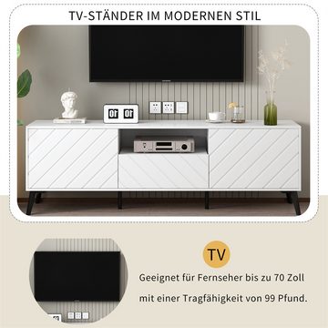 XDeer TV-Schrank 1,7 Meter langer weißer TV-Ständer mit 2 Türen und 1 Schubladen für einen 70-Zoll-TV-Ständer