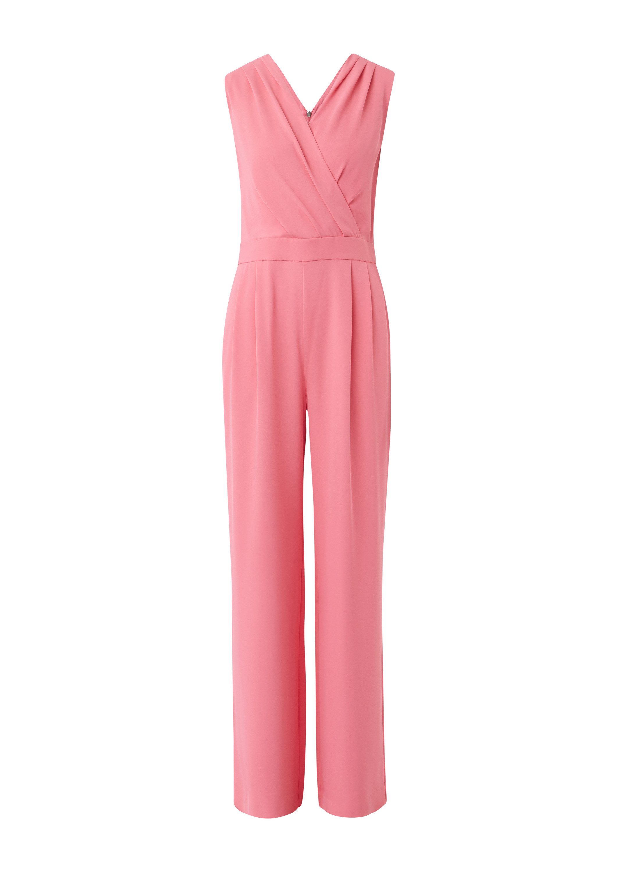 comma Jumpsuit Overall Ärmelloser Jumpsuit mit Wide Leg und Wickel-Ausschni günstig online kaufen
