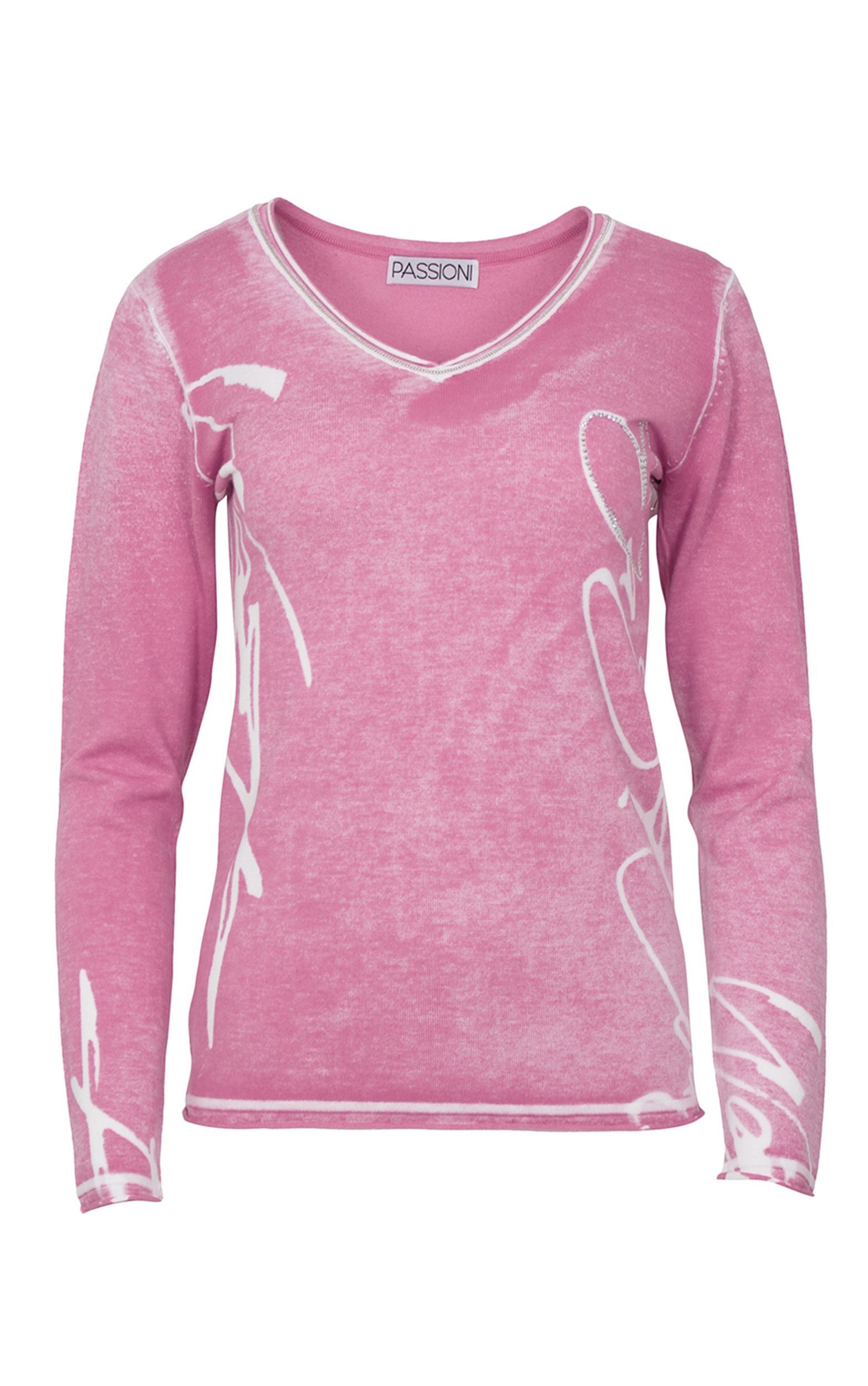 Passioni Strickpullover in Pink mit Schriftzügen günstig online kaufen