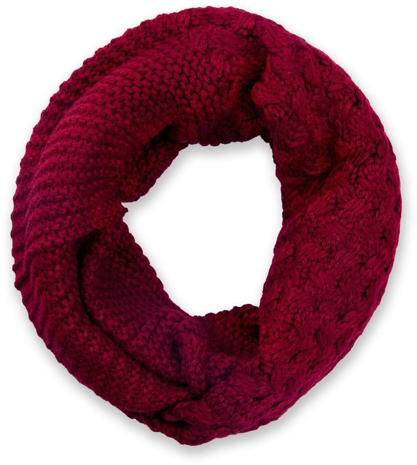 styleBREAKER Strickschal, (1-St), Strick Loop mit Mustermix Bordeaux-Rot