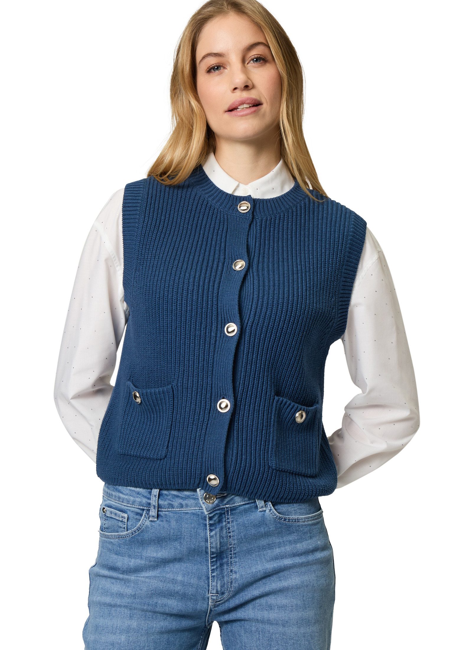 Strickpullover zero Strickweste mit Knopfleiste