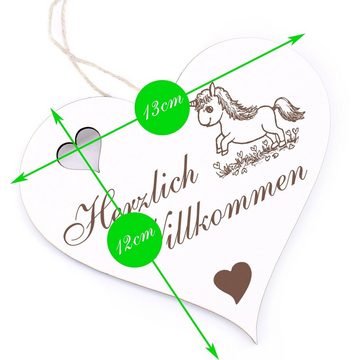 Dekolando Hängedekoration Herzlich Willkommen - Einhornbaby - 13x12cm