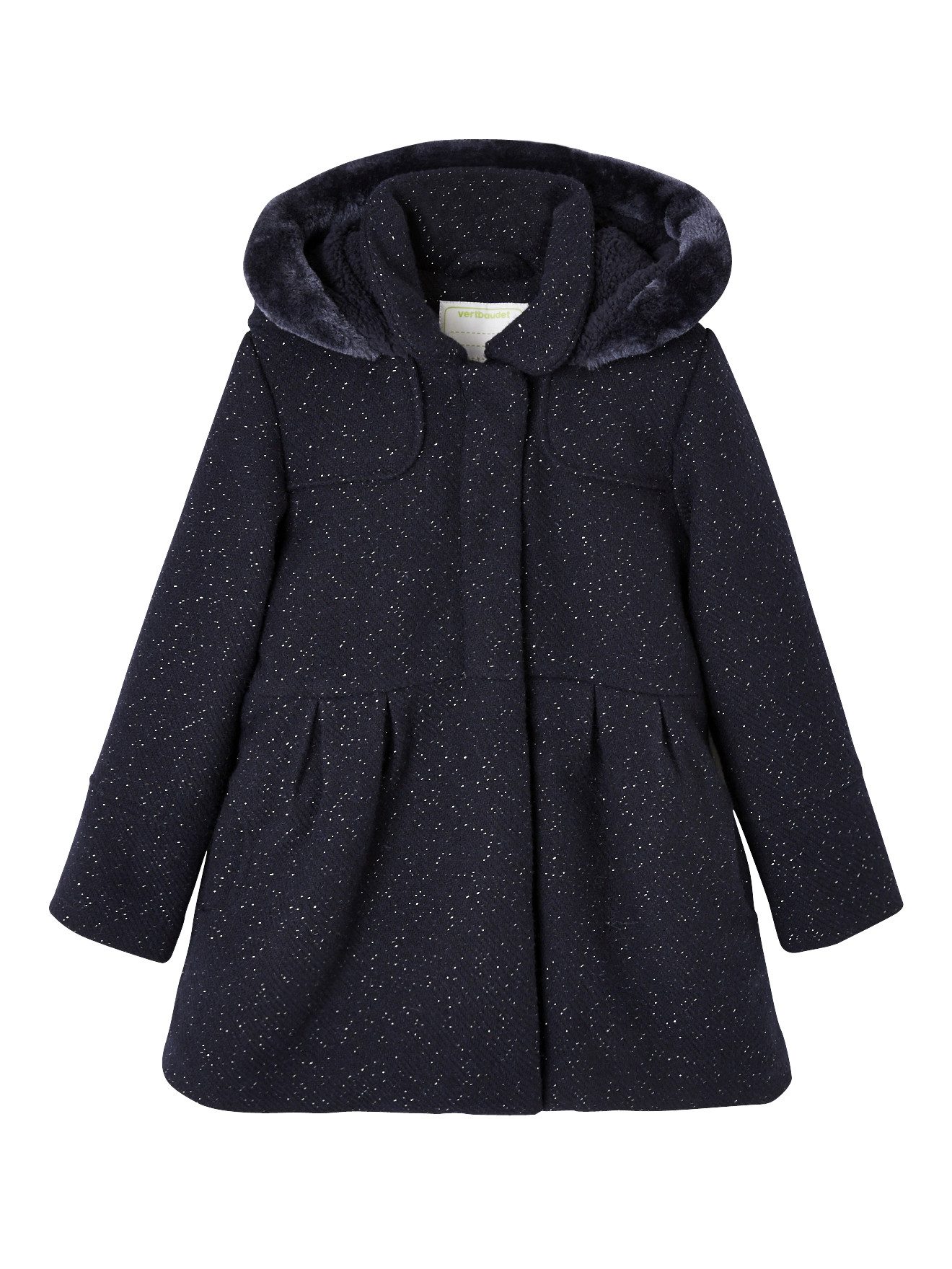 vertbaudet Dufflecoat Mädchen Wintermantel mit Kapuze, Woll-Mix